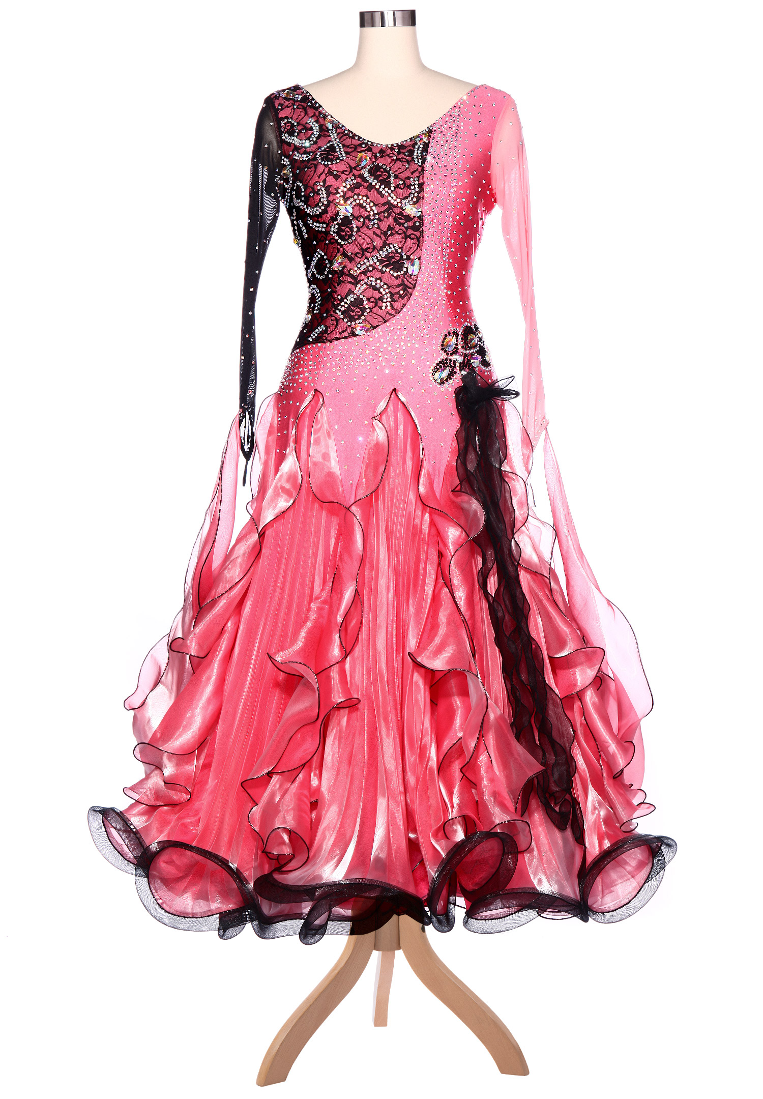 Floral Lace Crystal Letters Motif Ballroom Competition Dress VN-A5200