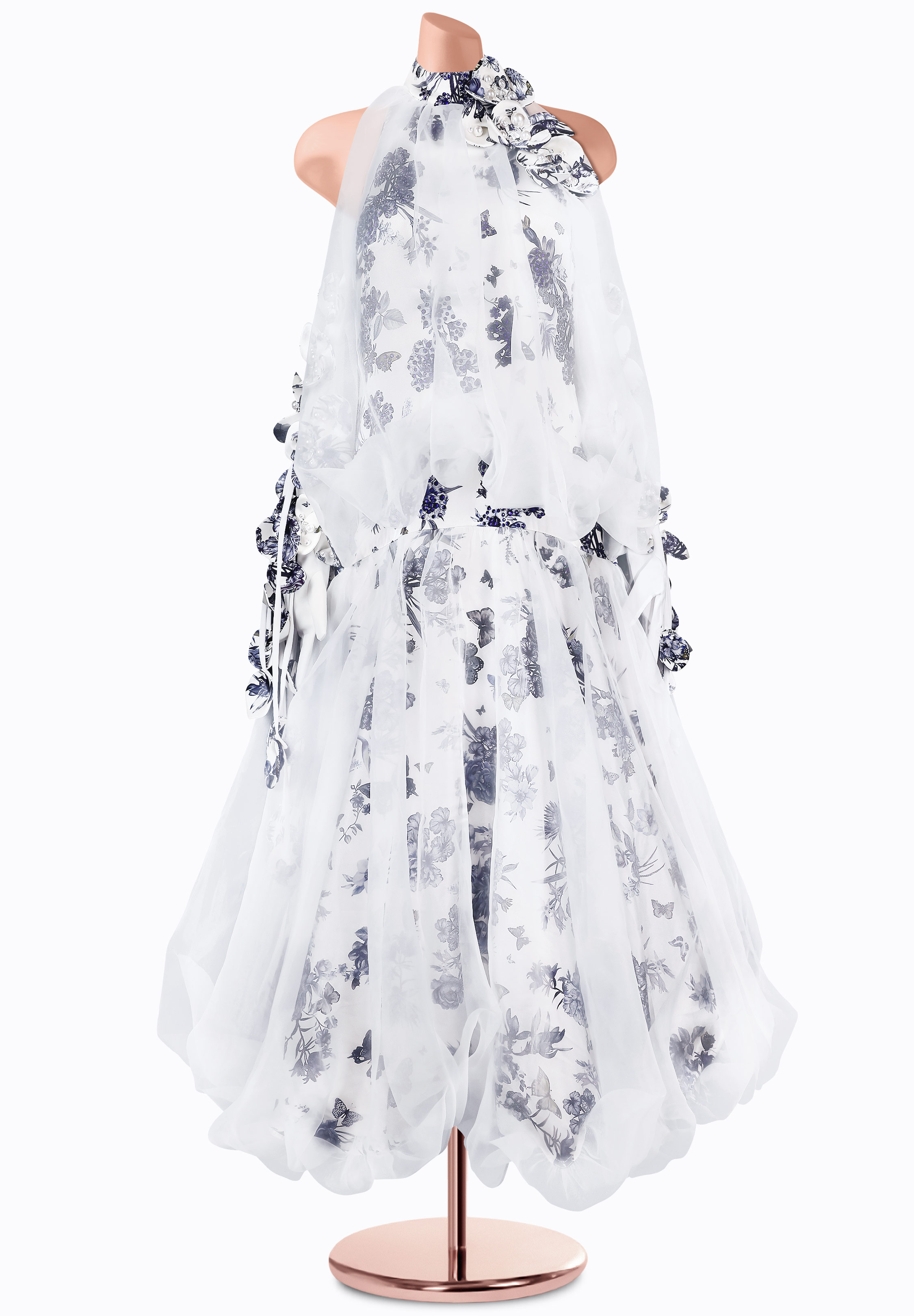 Floral Veil Ballroom Gown TD-CM010