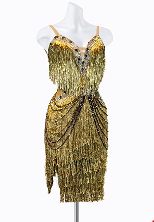 Golden Fringe Latin Dress PR-L225007