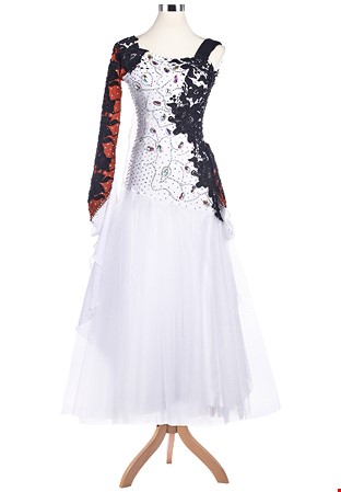 Iconic Lace Applique Edge American Smooth Dance Dress A5196