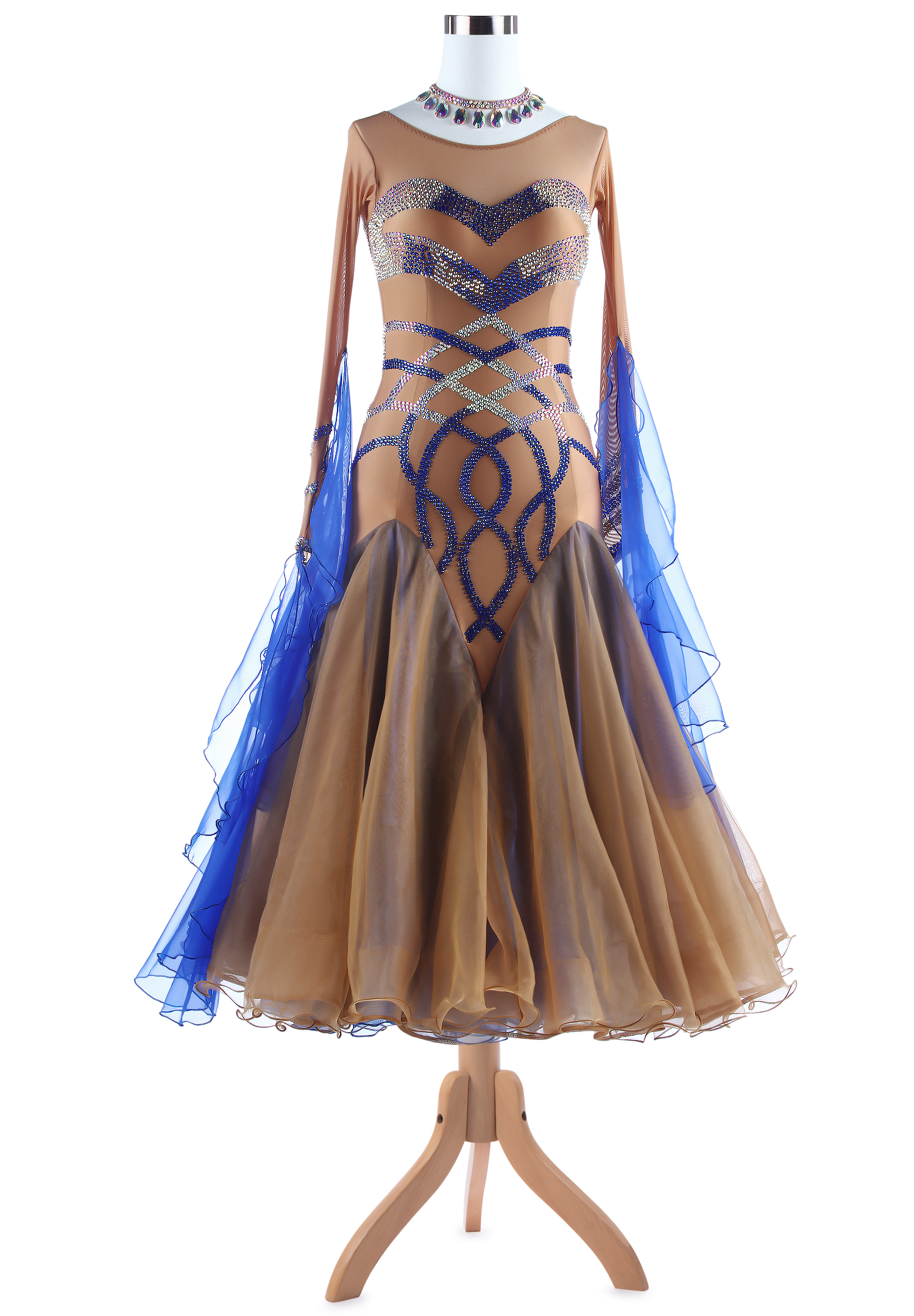 Intricate Wavy Saprkle Ballroom Dance Competition Dress VN-A5329