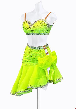 Neon Ruffle Latin Dress PR-L240019