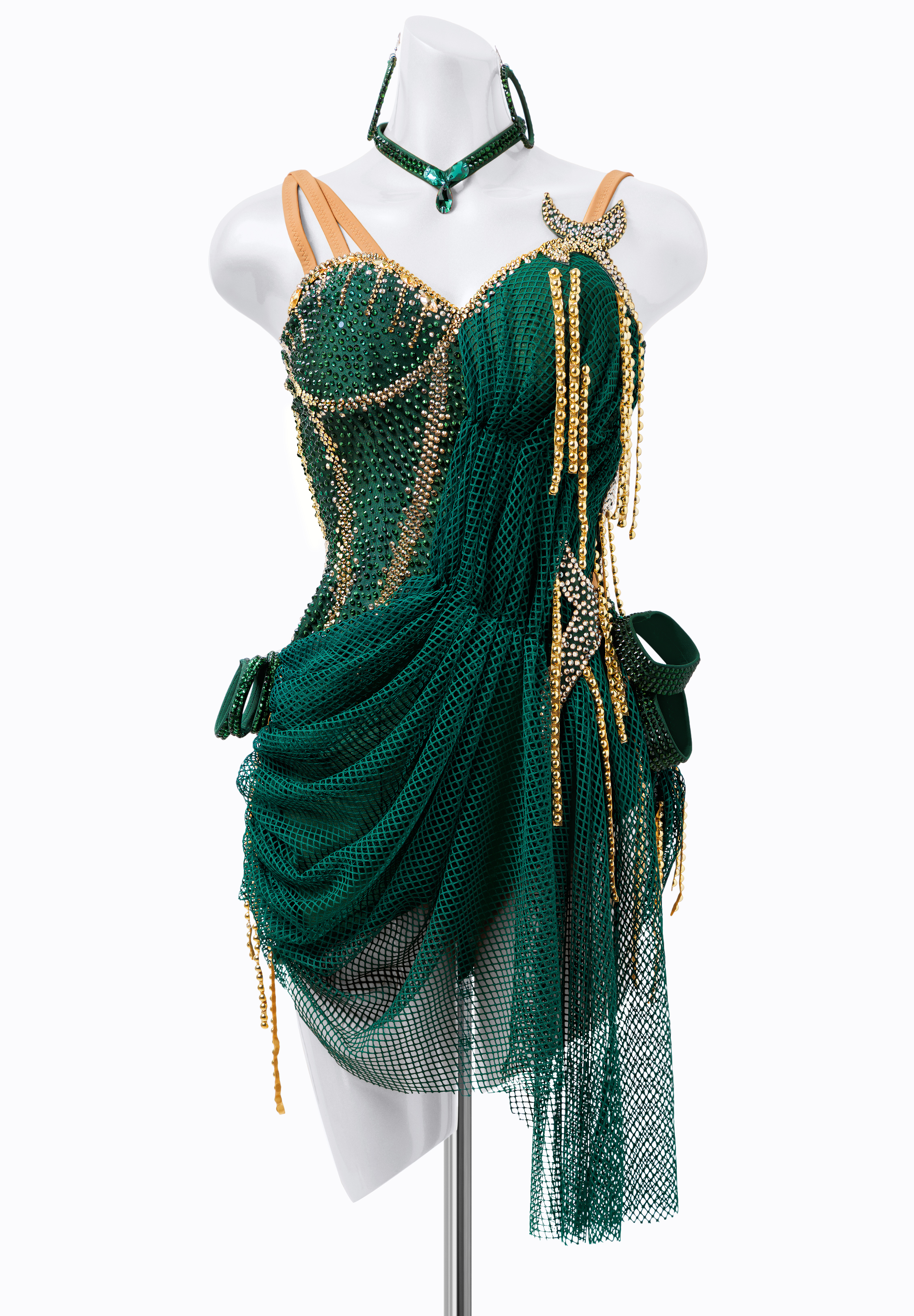 Draped Fishnet Latin Dress PR-L240085
