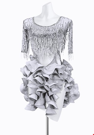 Metallic Ruffle Latin Dress PR-L240012