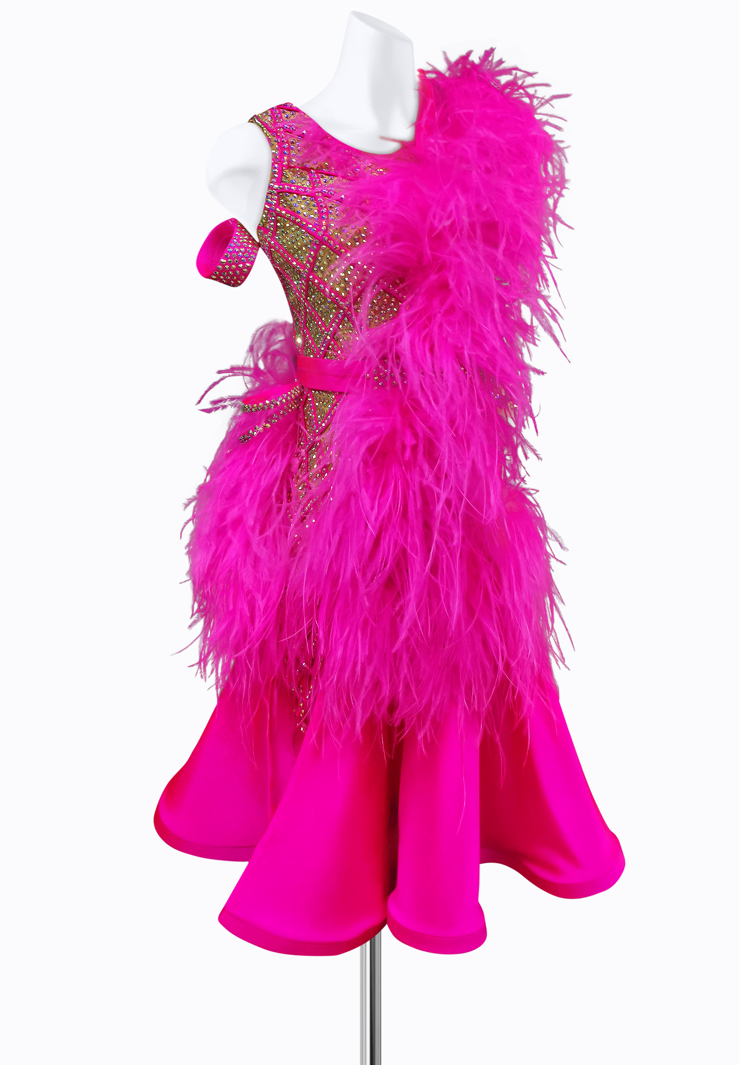 Lattice Feather Latin Dress AM-L3553