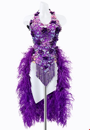 Lilac Feather Latin Dress PR-L215230