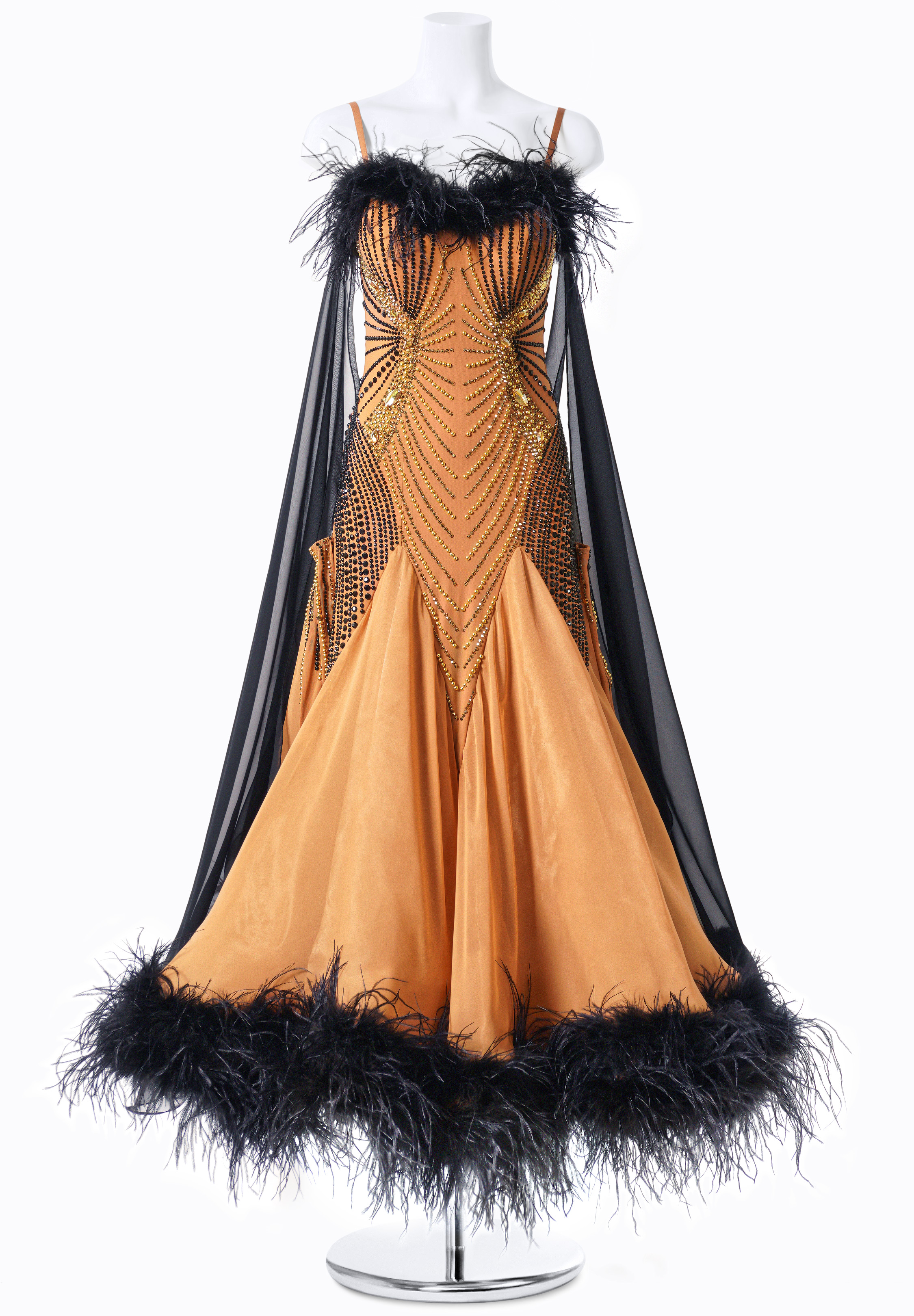 MF by Ballroom Ave Luxury Ostrich Feather Ballroom Gown MFB0065