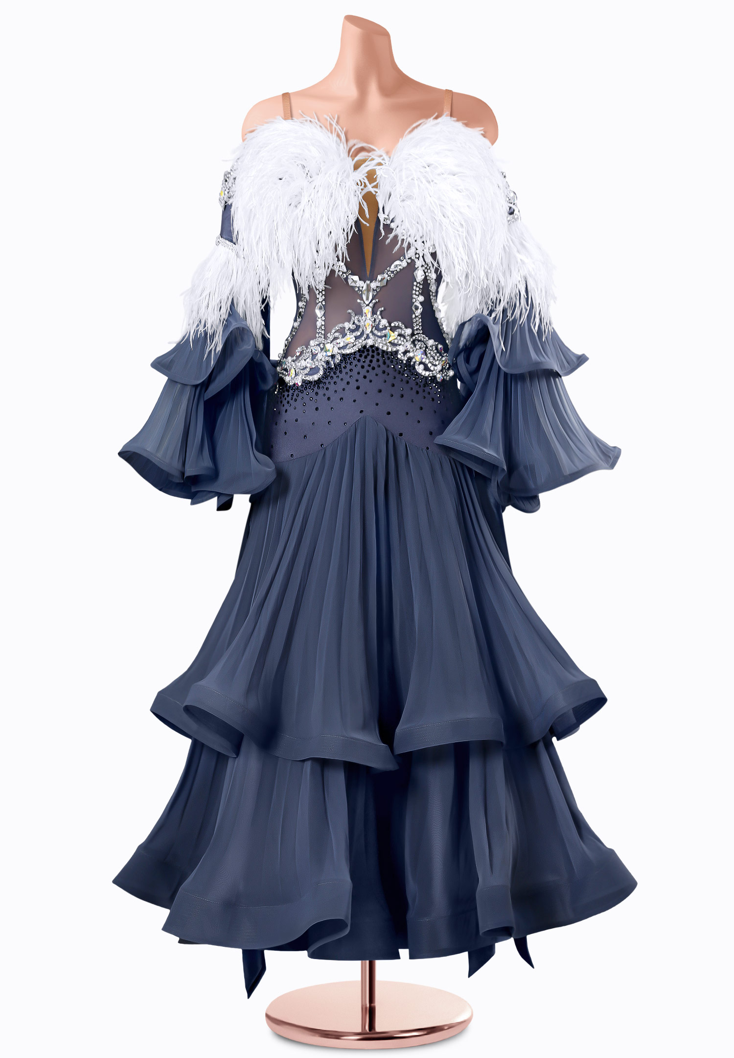 Pleated Sky Ballroom Gown TID-BM0577