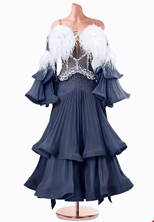Pleated Sky Ballroom Gown TID-BM0577