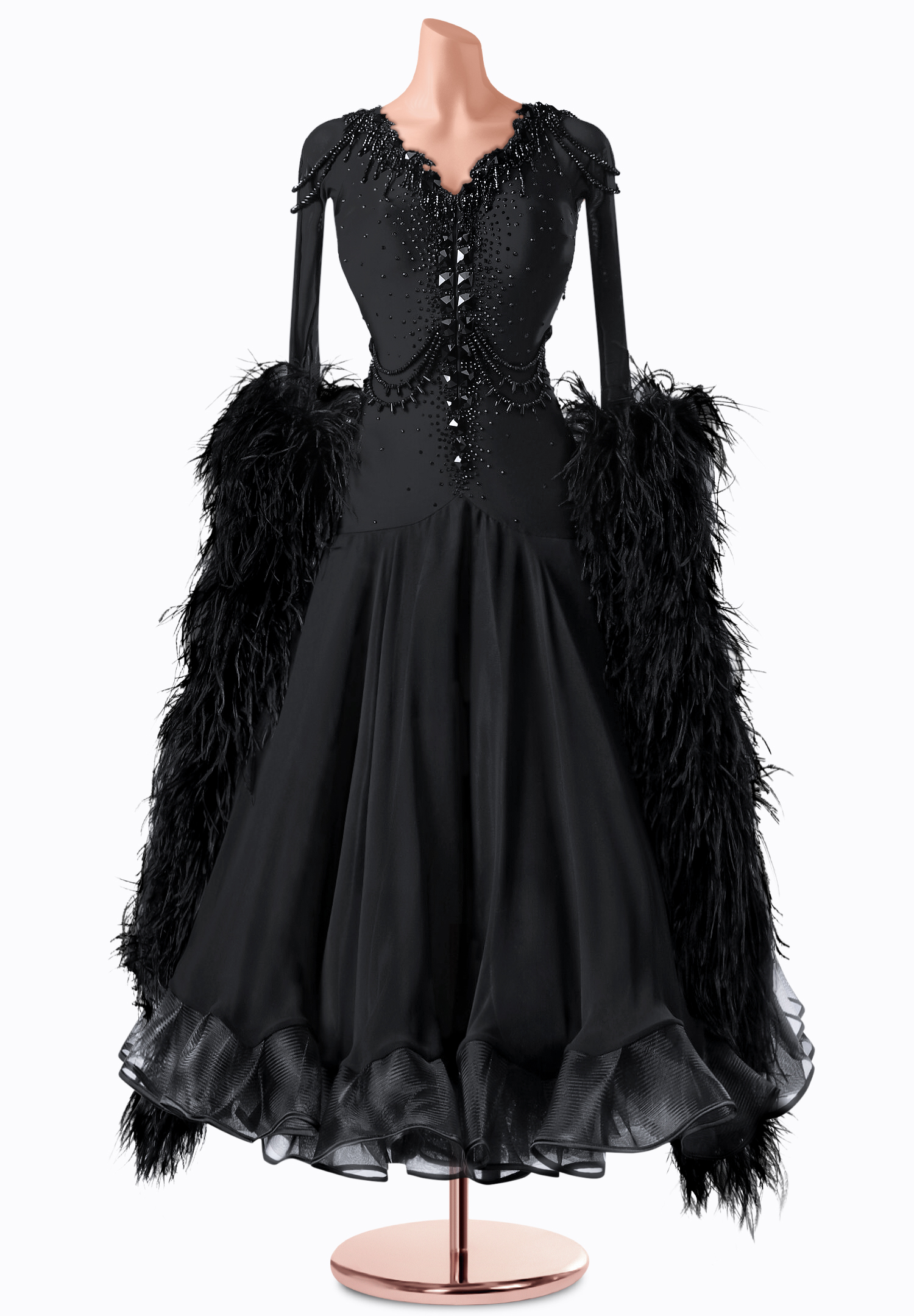 Widow Feather Ballroom Gown TID-BM0588