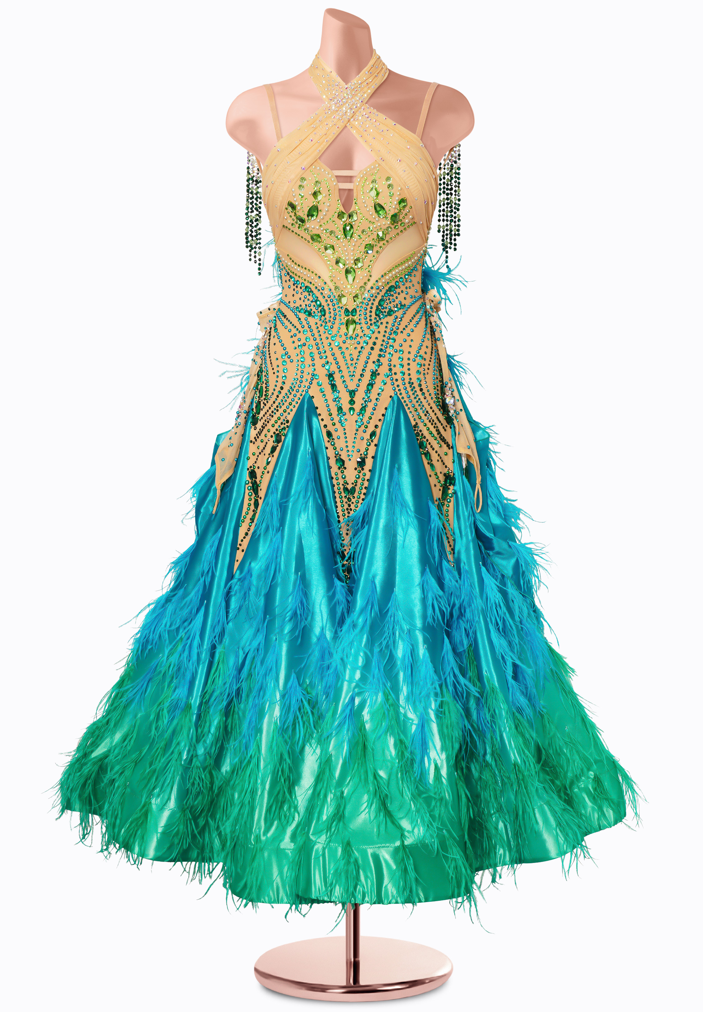 Jade Cascade Ballroom Gown MF-B0428