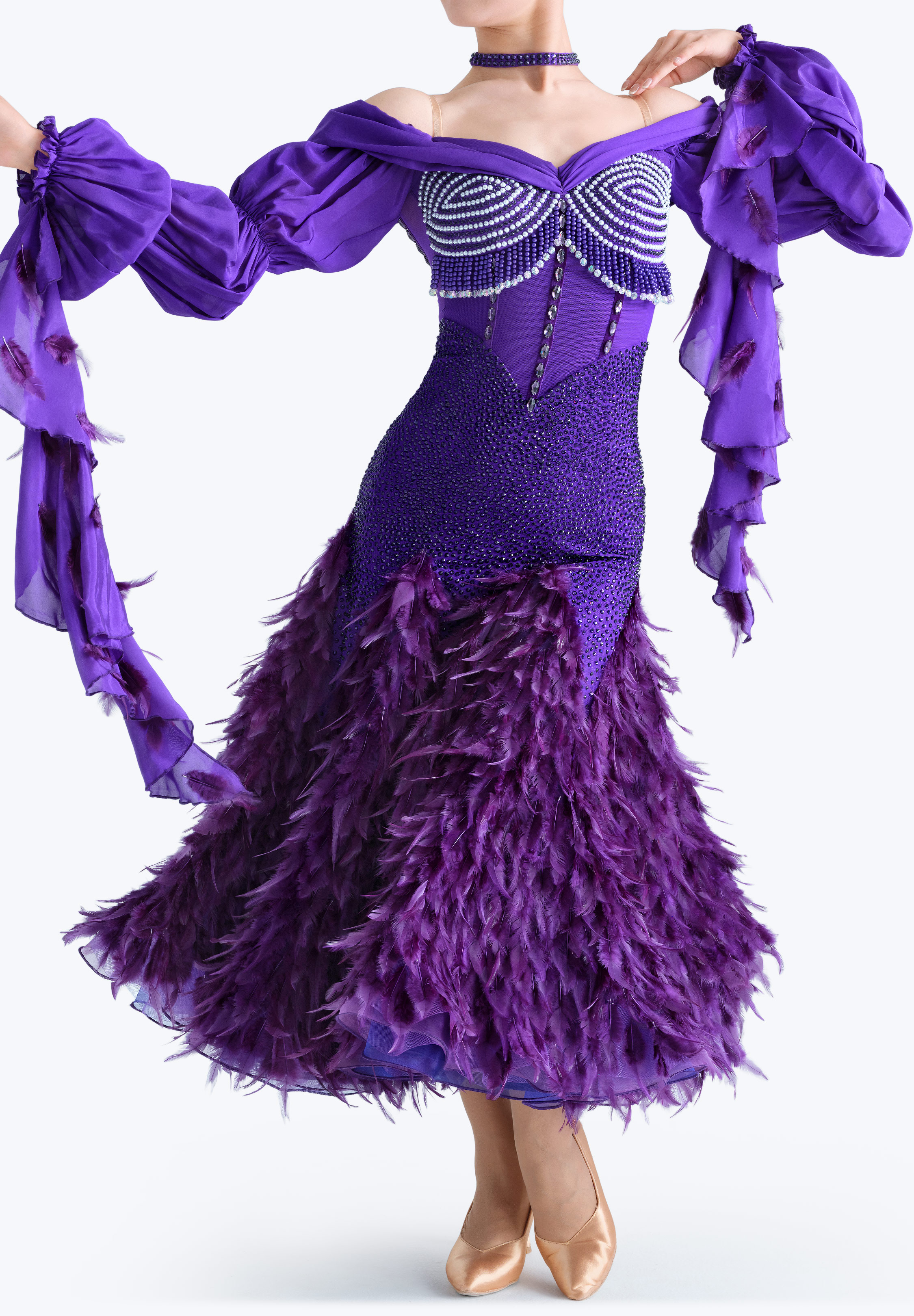 Plume Noir Ballroom Gown MF-B0447