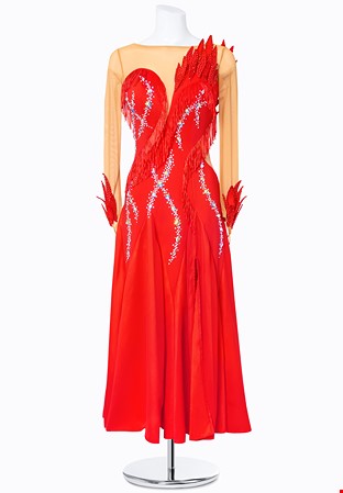 Flaming Fringe Ballroom Gown MF-S0373