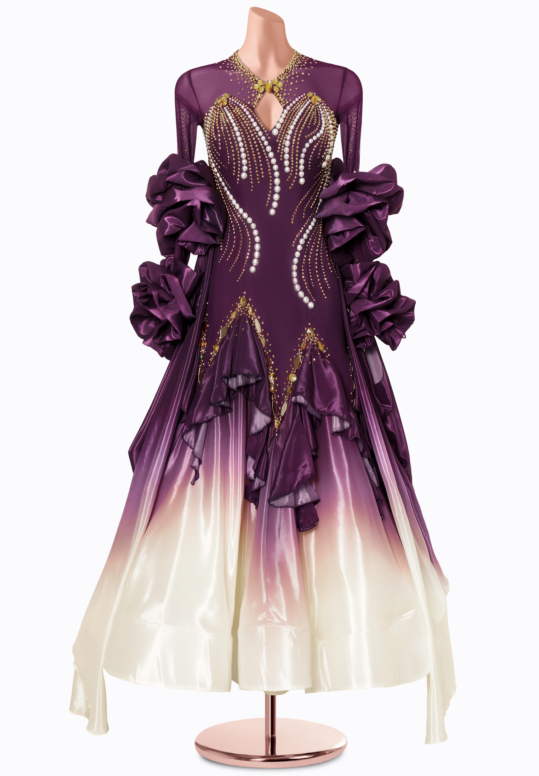 Ivory Merlot Ballroom Gown MF-B0494