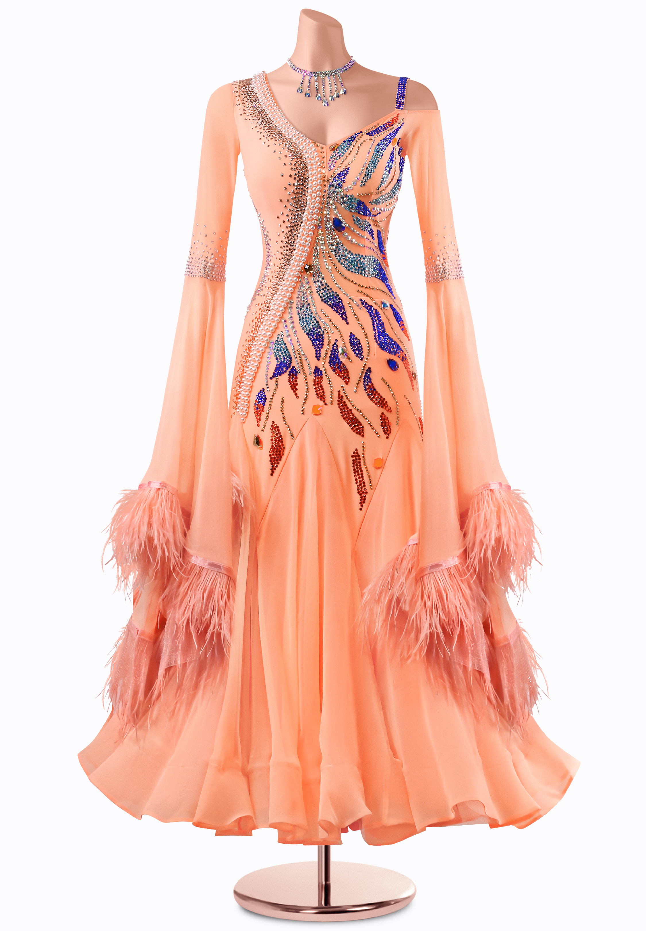 Coral Sunrise Ballroom Gown MQ-B346