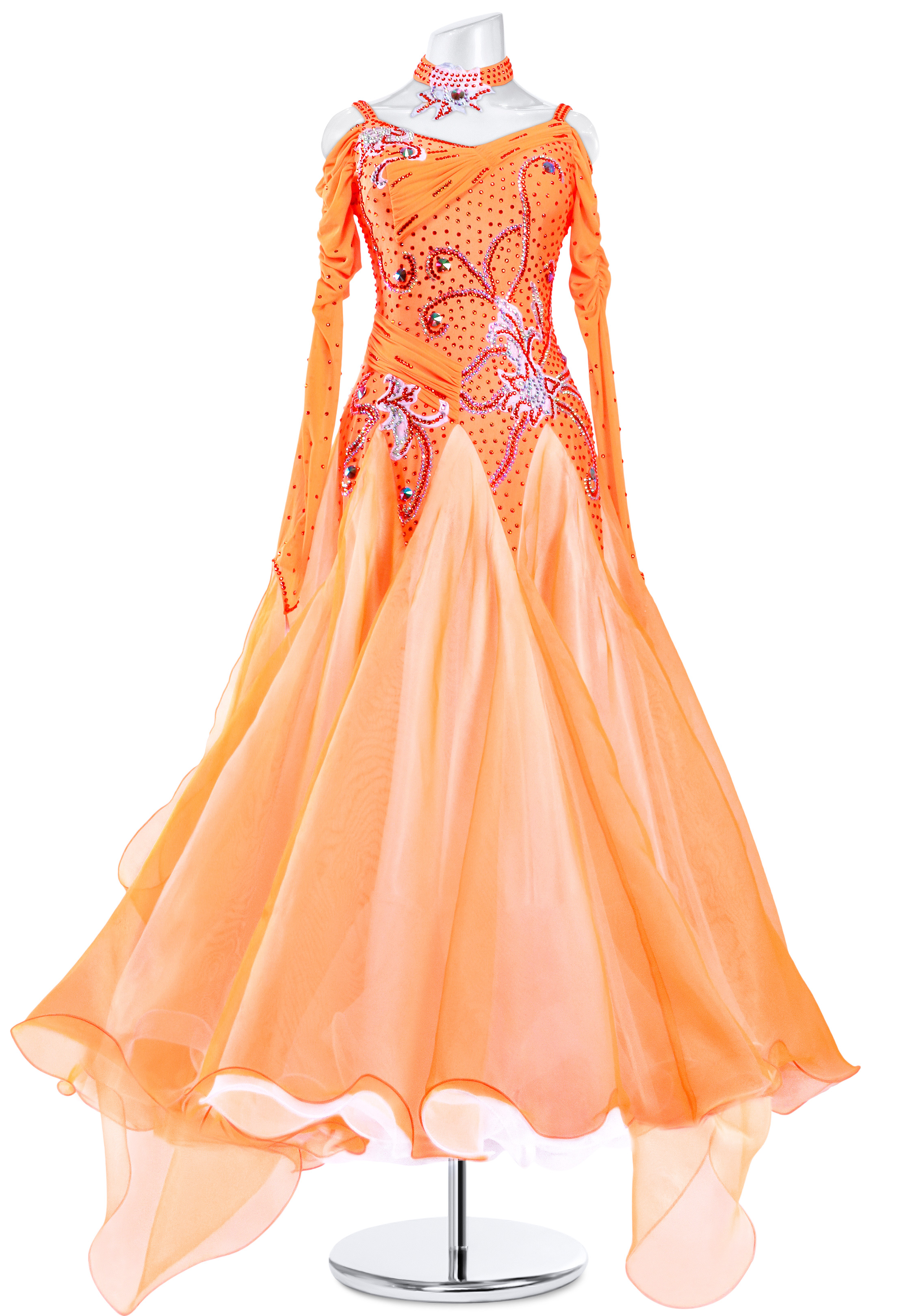 Massive Crystal Ruffled Ballroom Dress MQ-B203