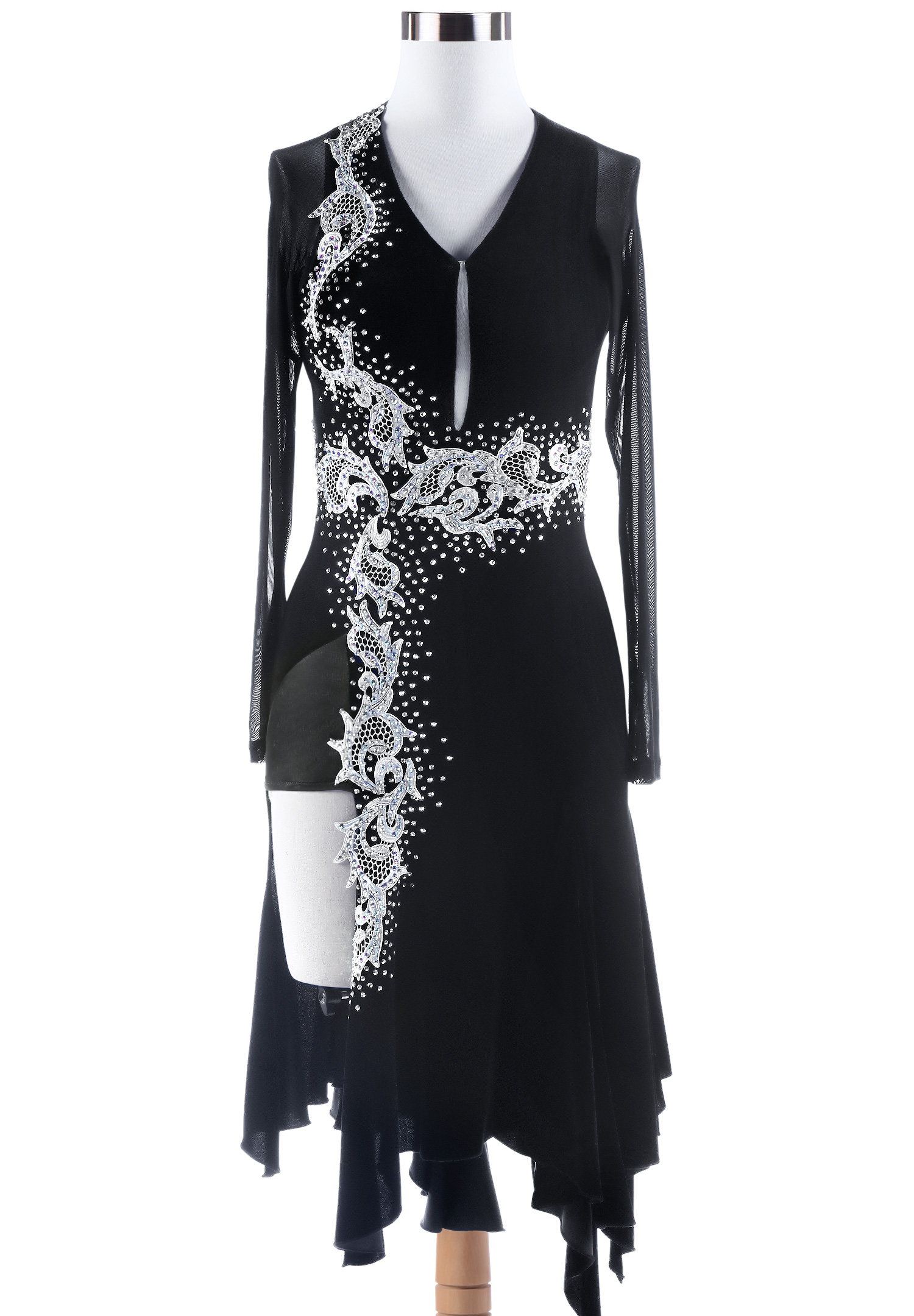 Ornate Crystal Applique Latin Performance Dress VN-L5300