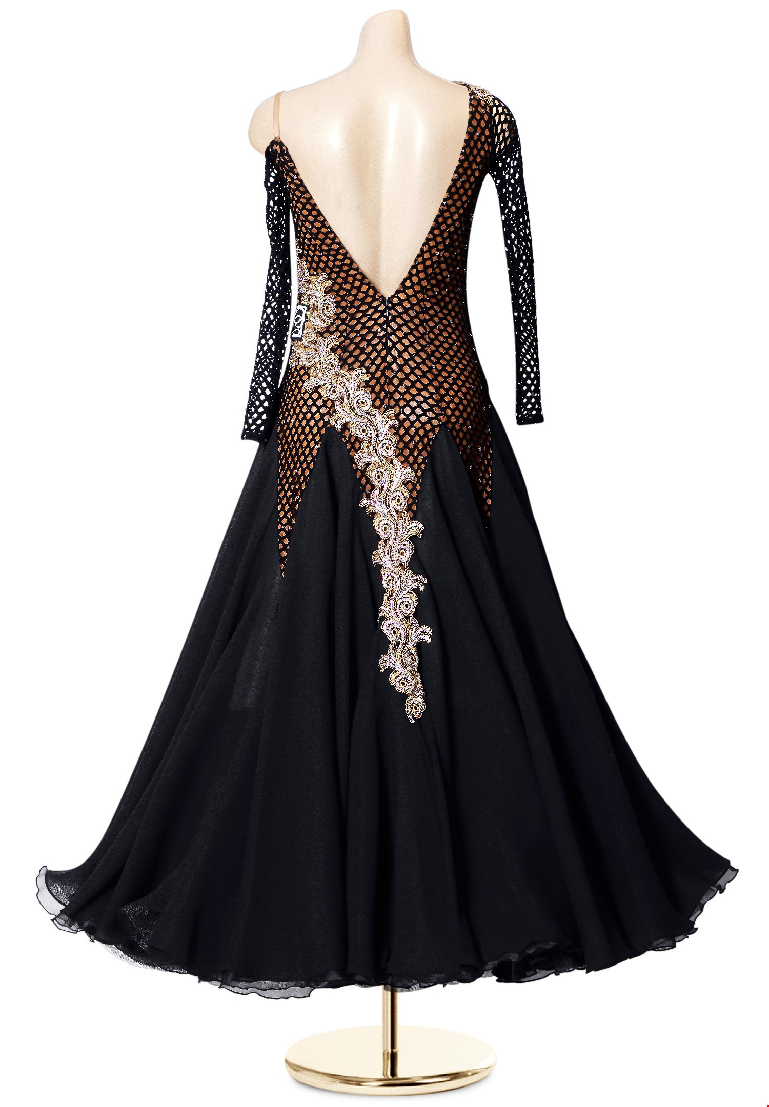 Ornate Embroidery Fishnet Ballroom Gown PCWB19050 | DanceShopper