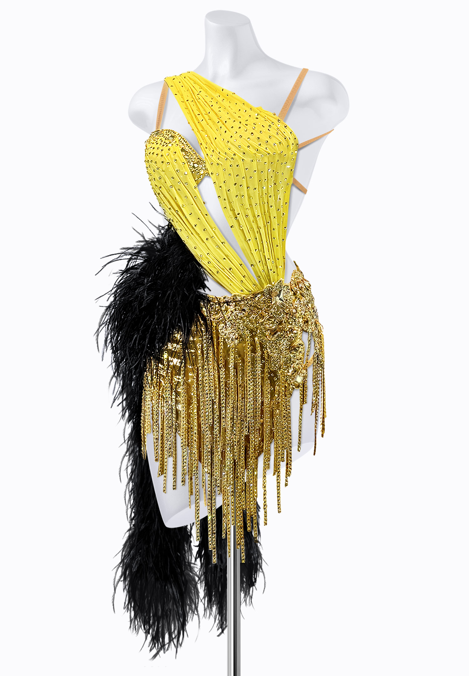 Ruched Gold Latin Dress PR-L250003