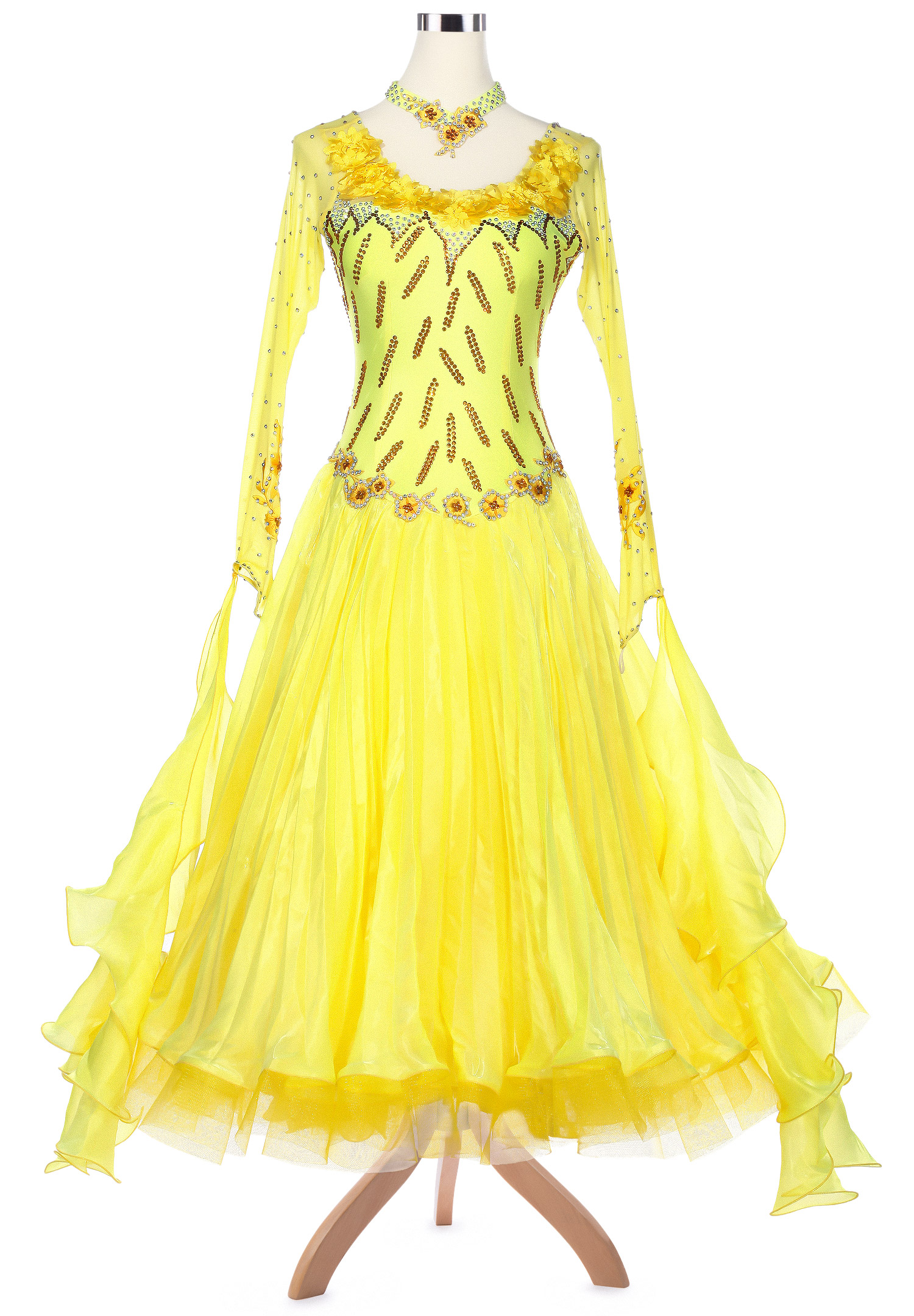 Petal Cluster Edge Sparkle Ballroom Competition Dress VN-A5169