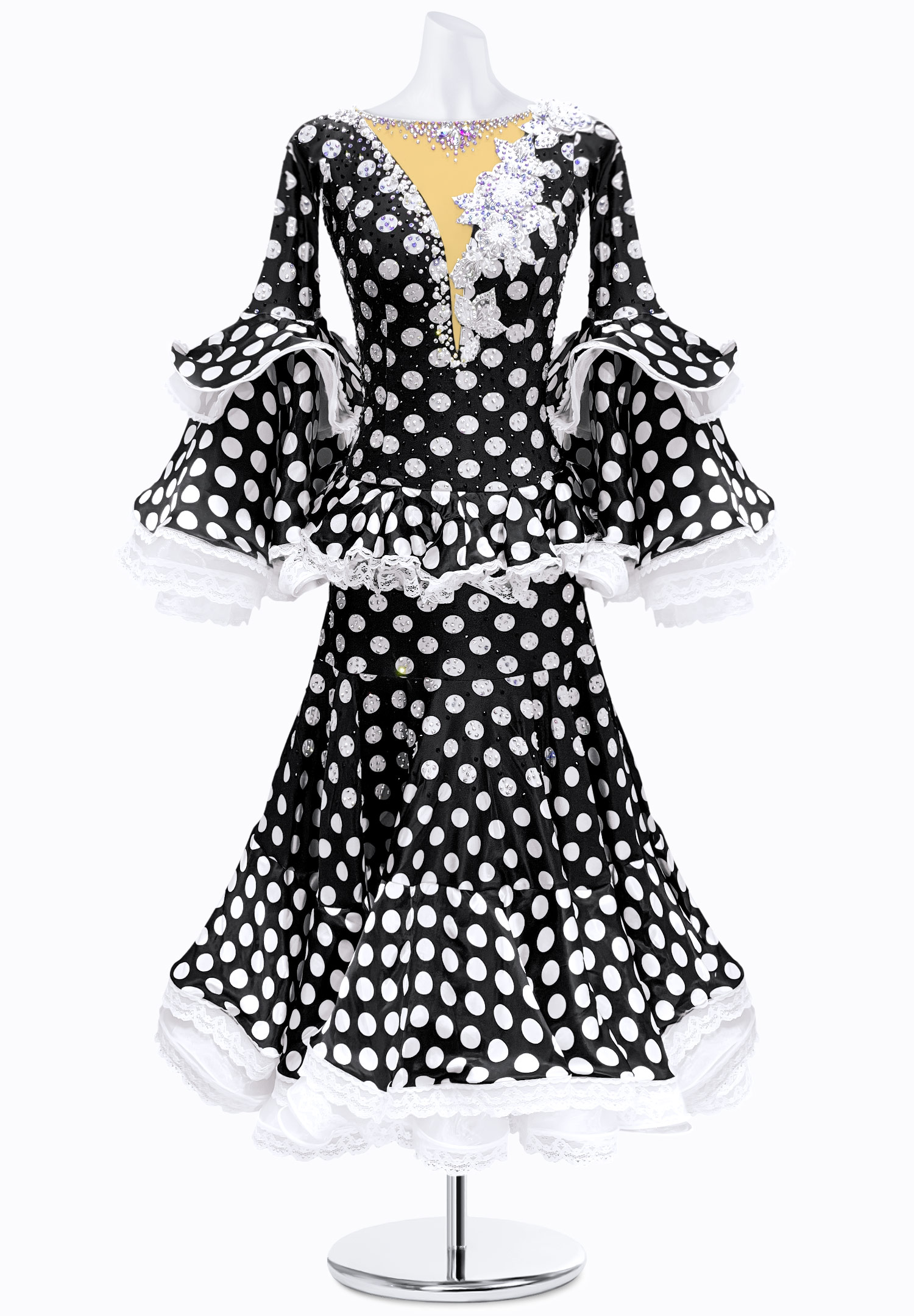 Polka Dot Frill Ballroom Gown JT-B4631
