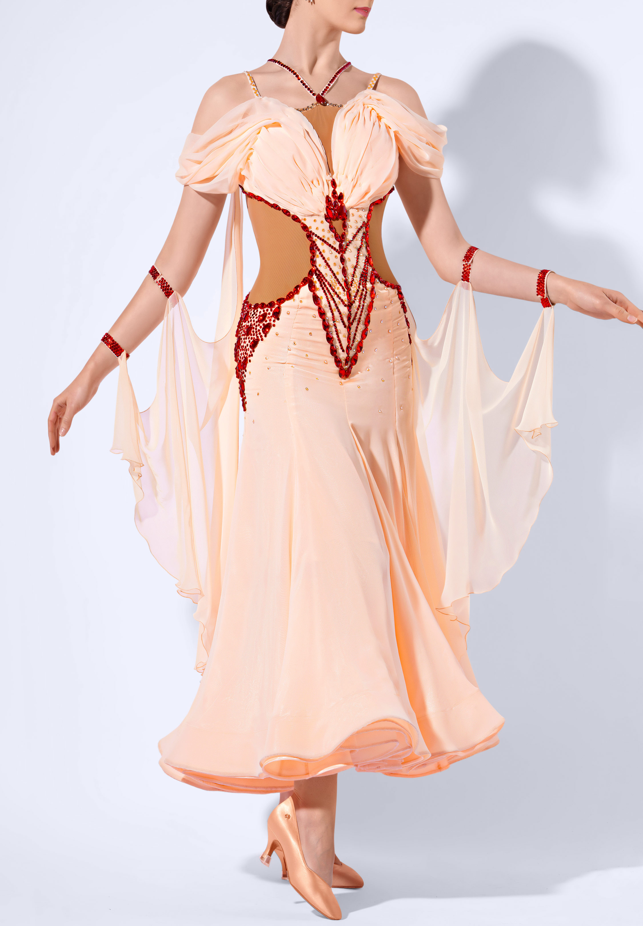 Coral Flame Ballroom Gown RS-B250008