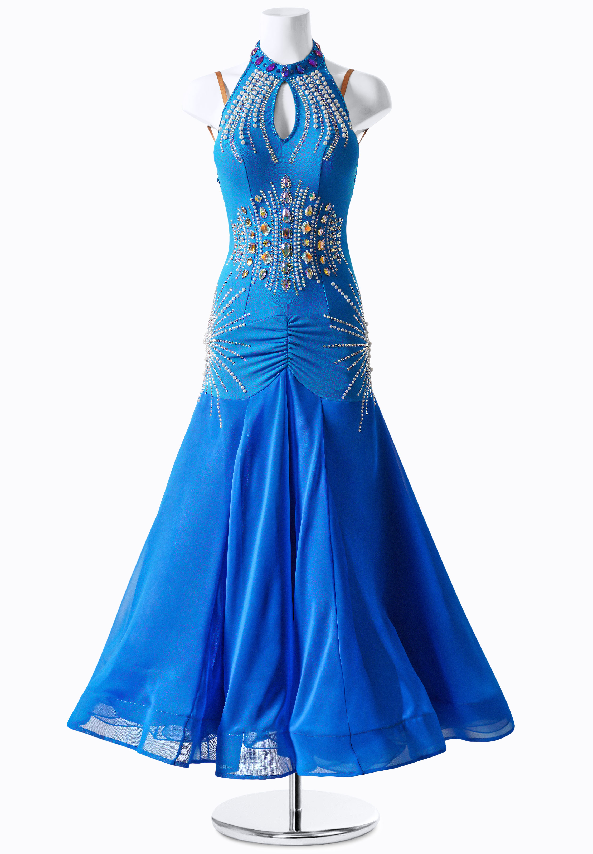 Radiant Crystal Accents Halter Gown MF-B0048