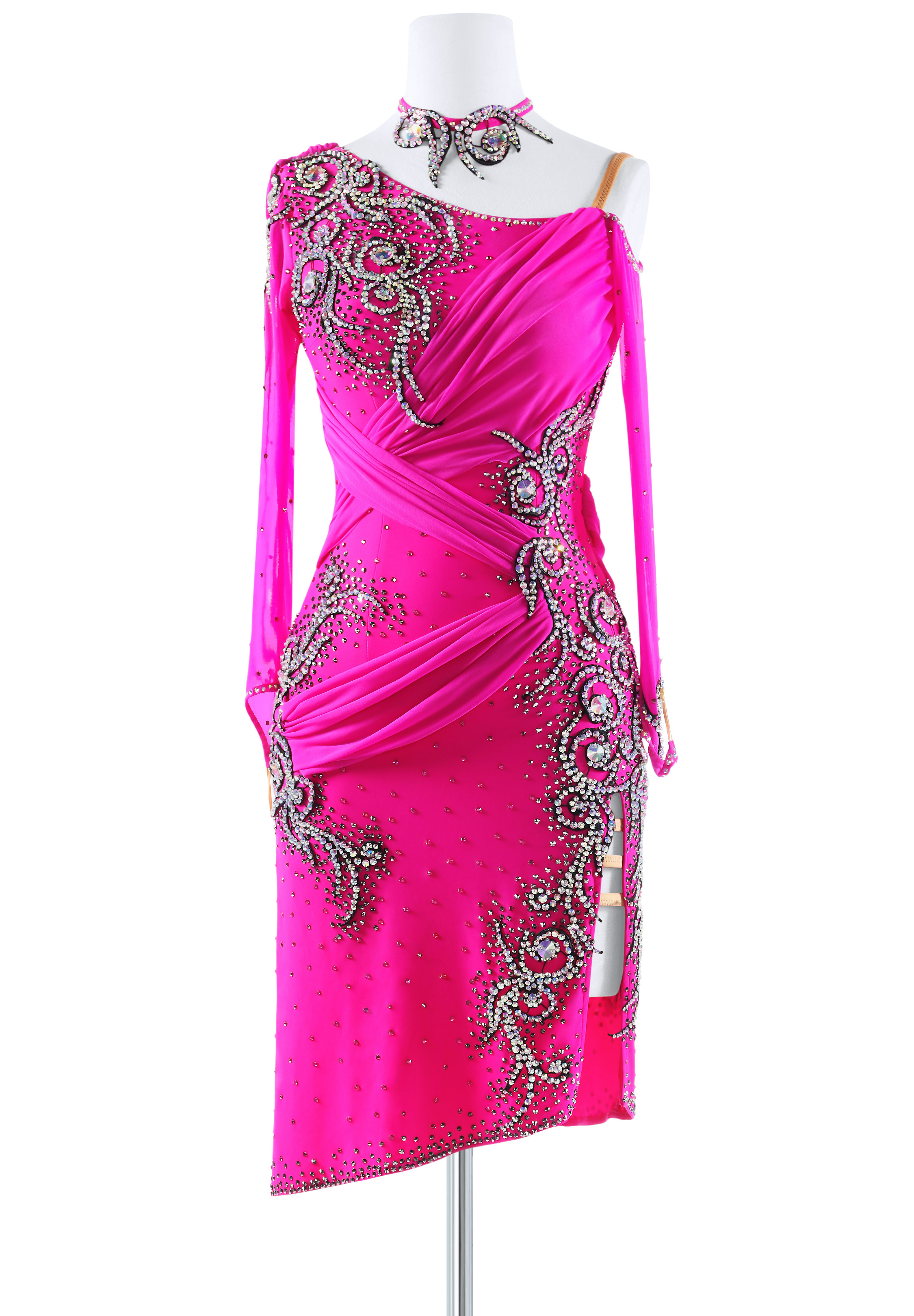 Ruched Applique Latin Dress BA-VSL033