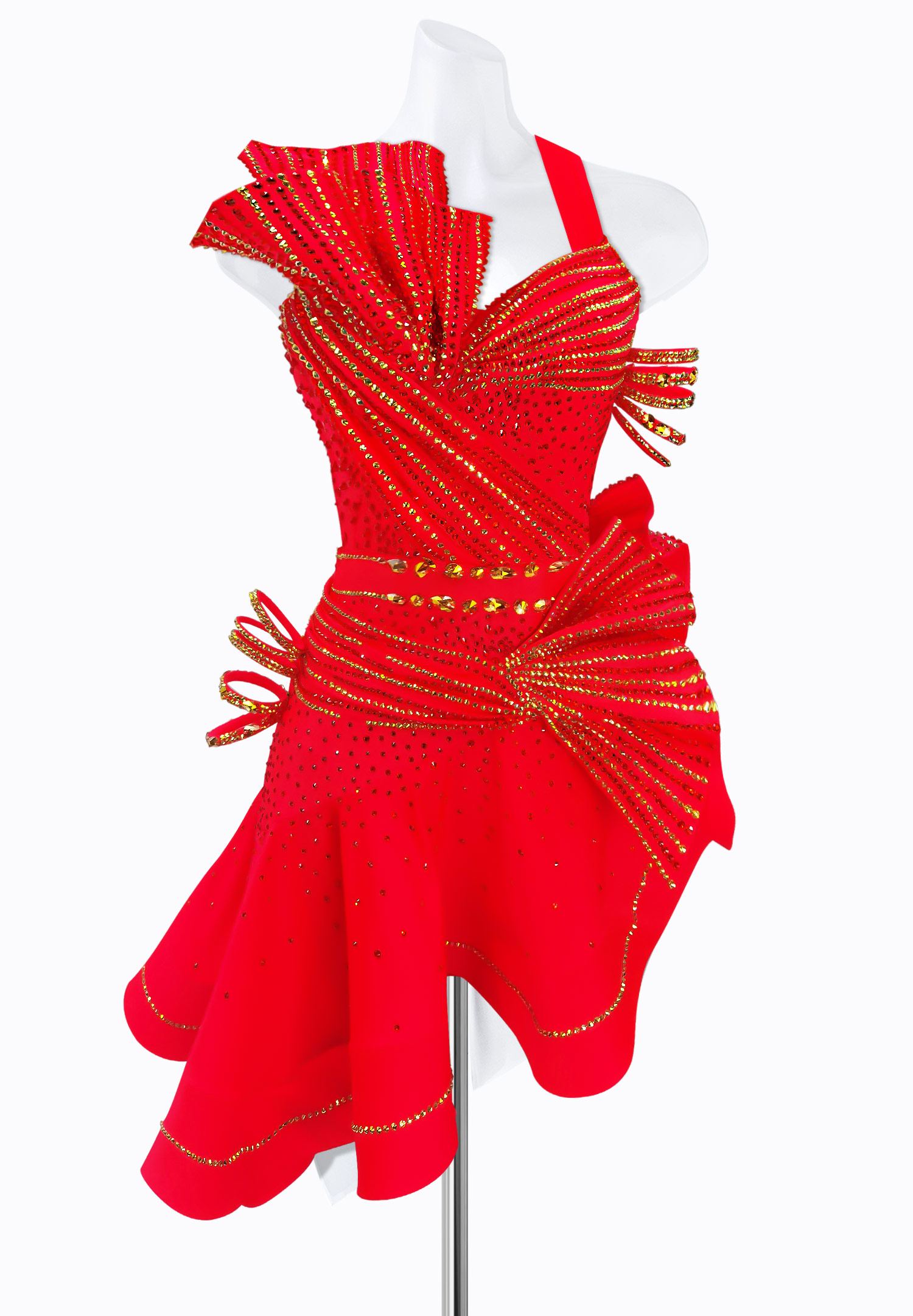 Ruched Frill Latin Dress AM-L3728