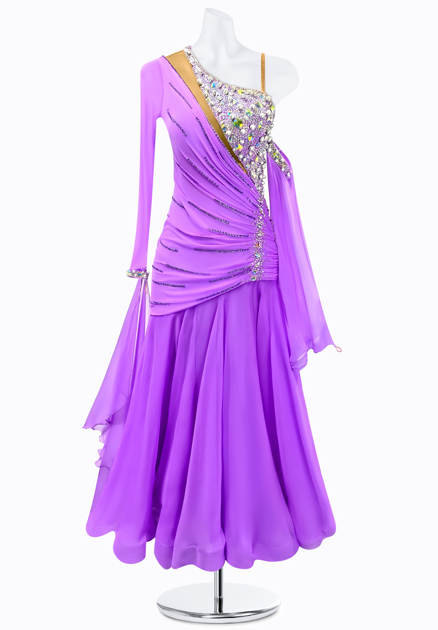Ruched Lilac Ballroom Gown AM-B3425