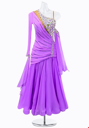 Ruched Lilac Ballroom Gown AM-B3425