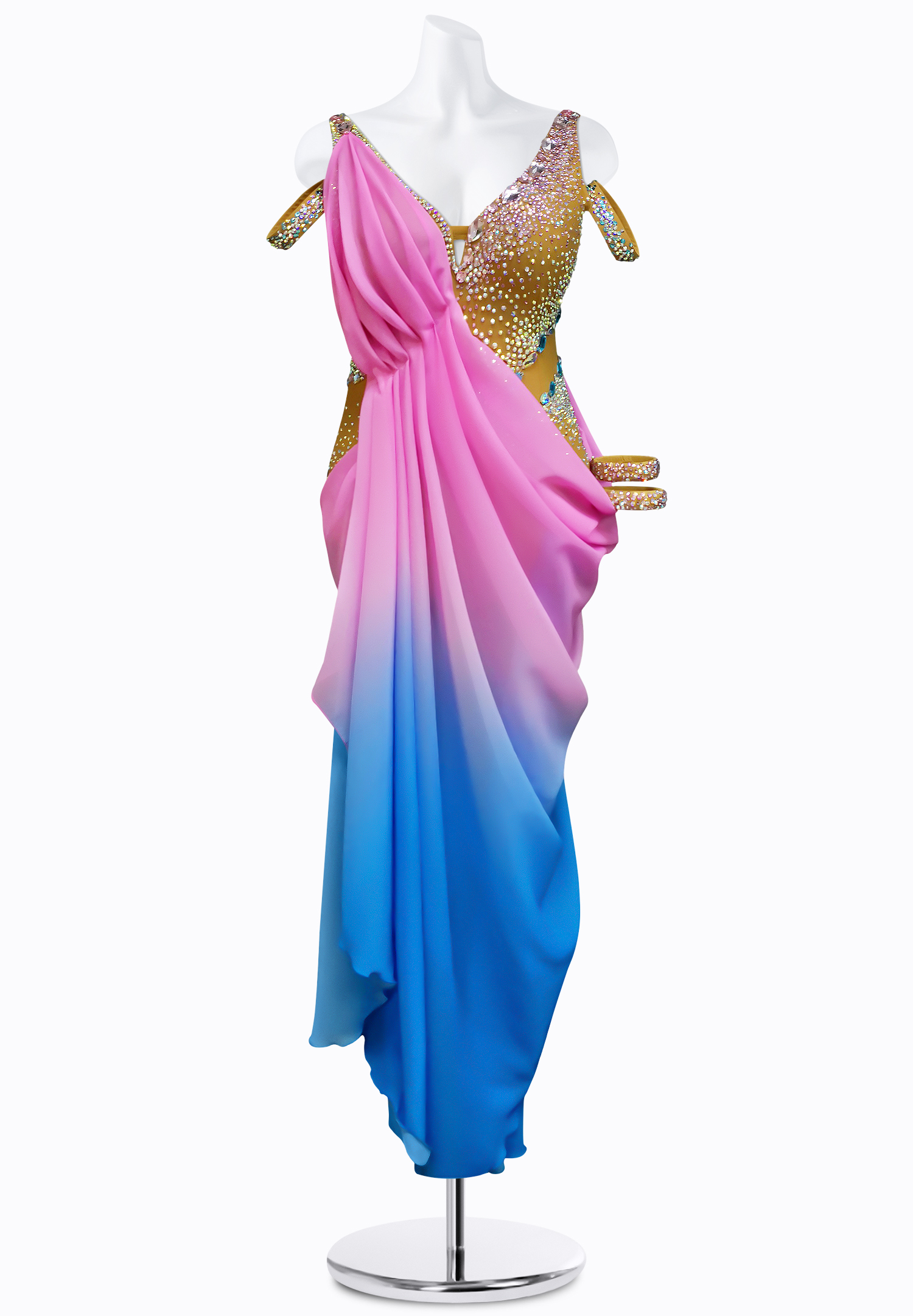 Ruched Ombre Latin Dress AM-L3411