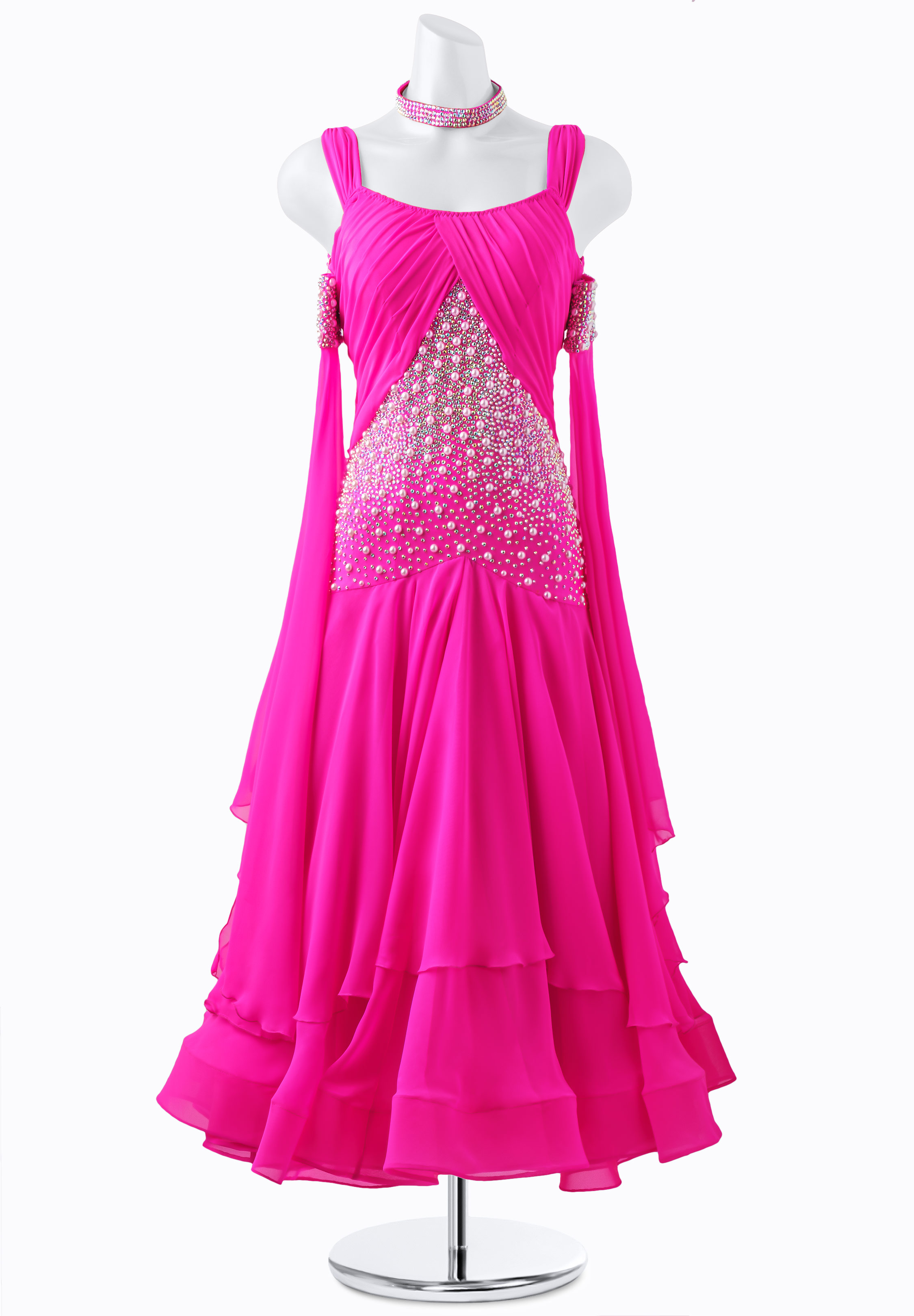 Ruched Pearl Ballroom Gown PR-B210033