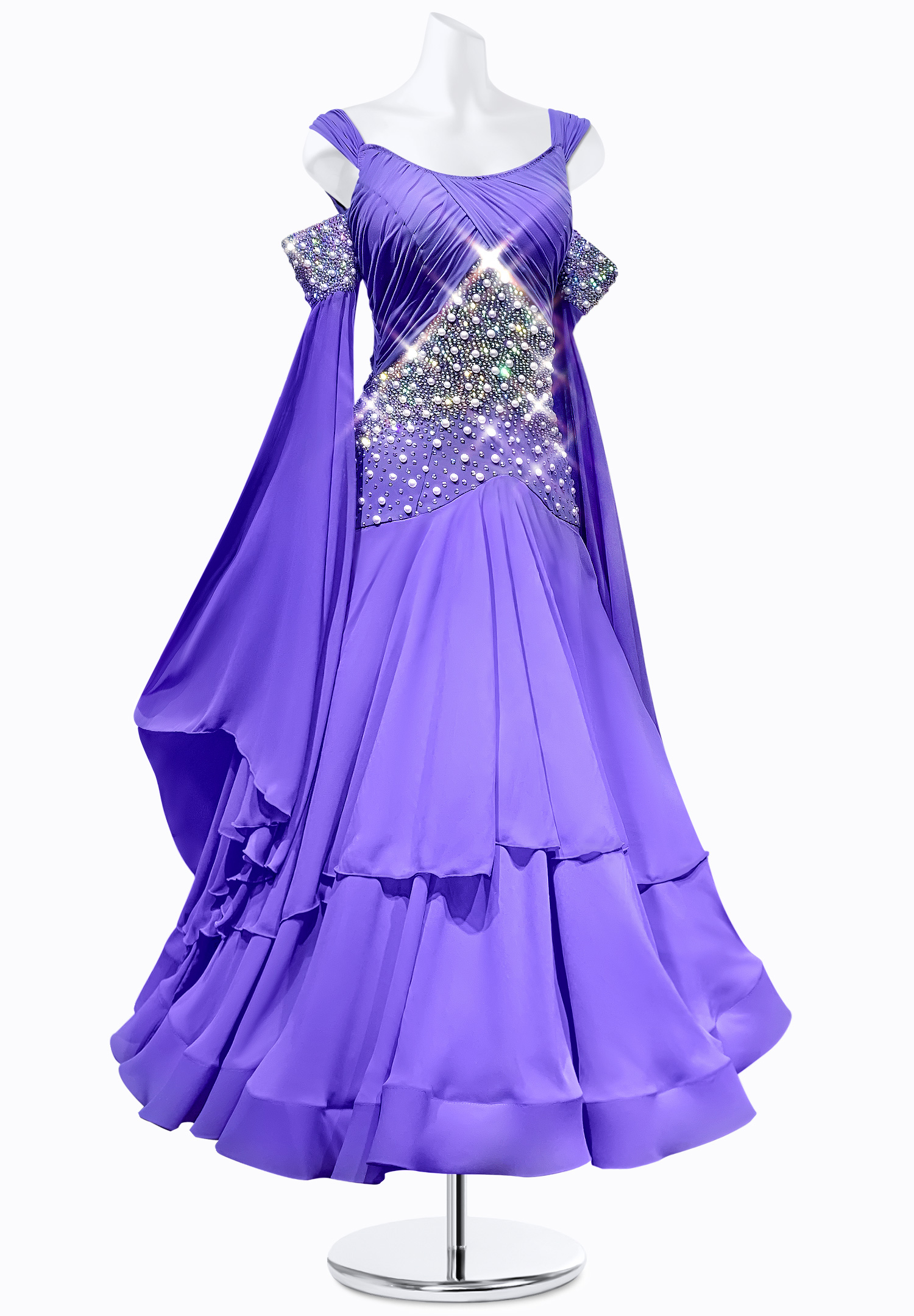 Ruched Pearl Ballroom Gown PR-B210033