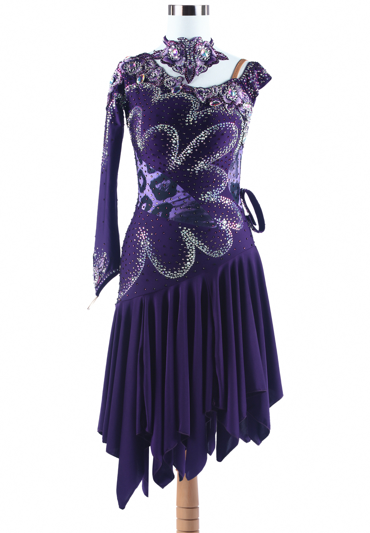 Sensational Blooming Single-sleeve Latin Rhythm Dance Gown VN-L5276