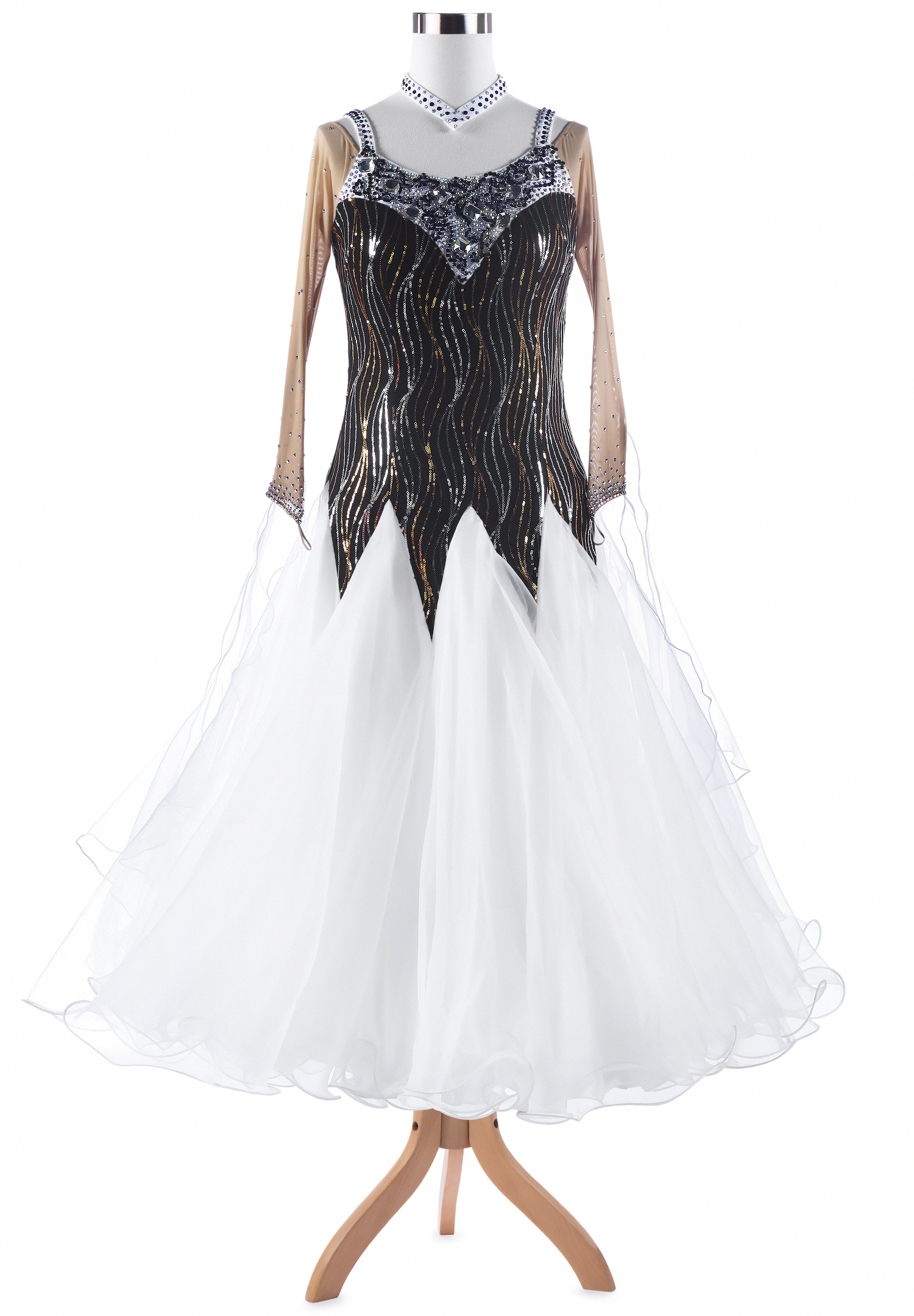 Sequin Wave Ballroom Performance Gown VN-A5363