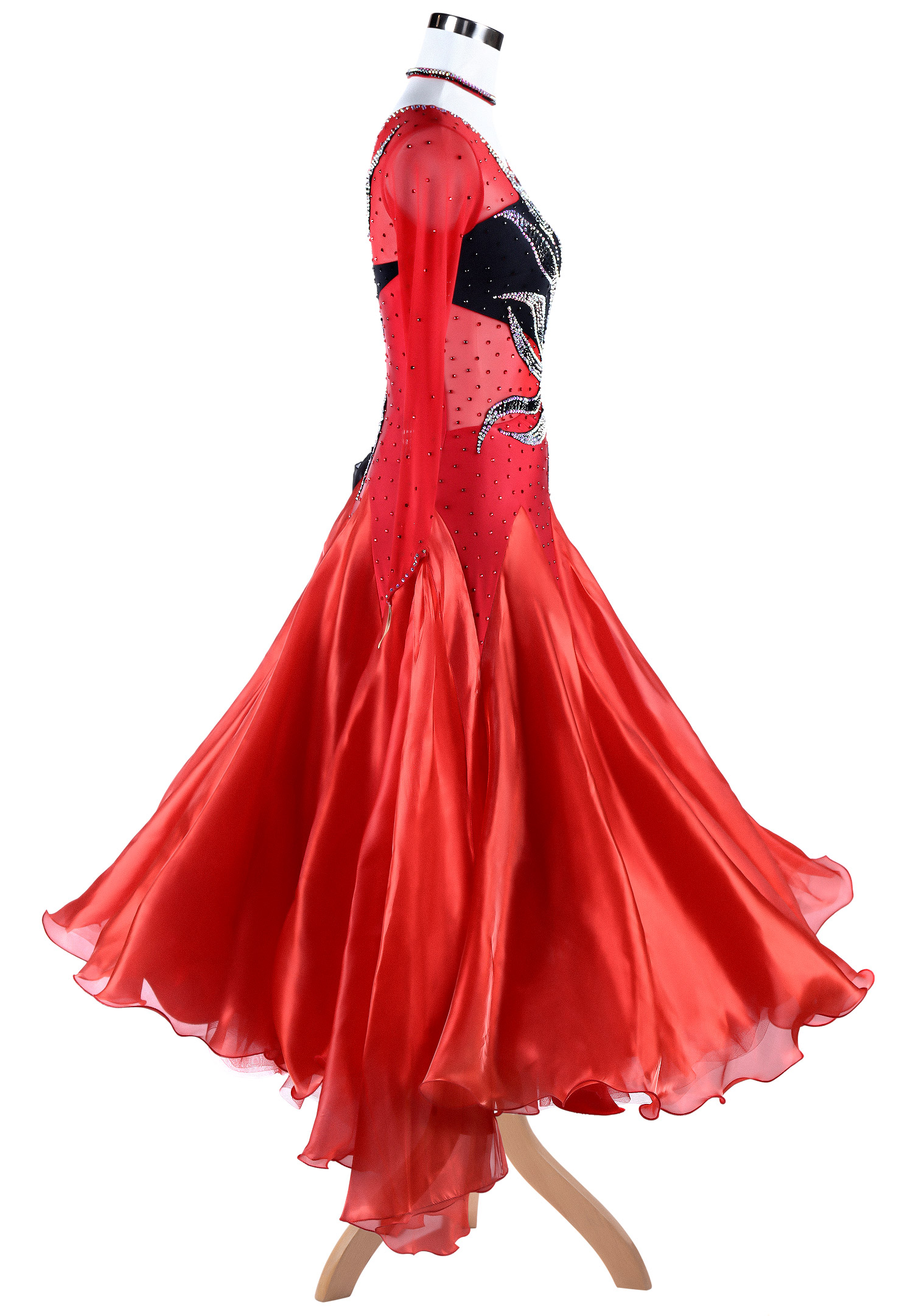 Sharp Contrast Swirling Crystal Motif Ballroom Dance Dress A5279 ...