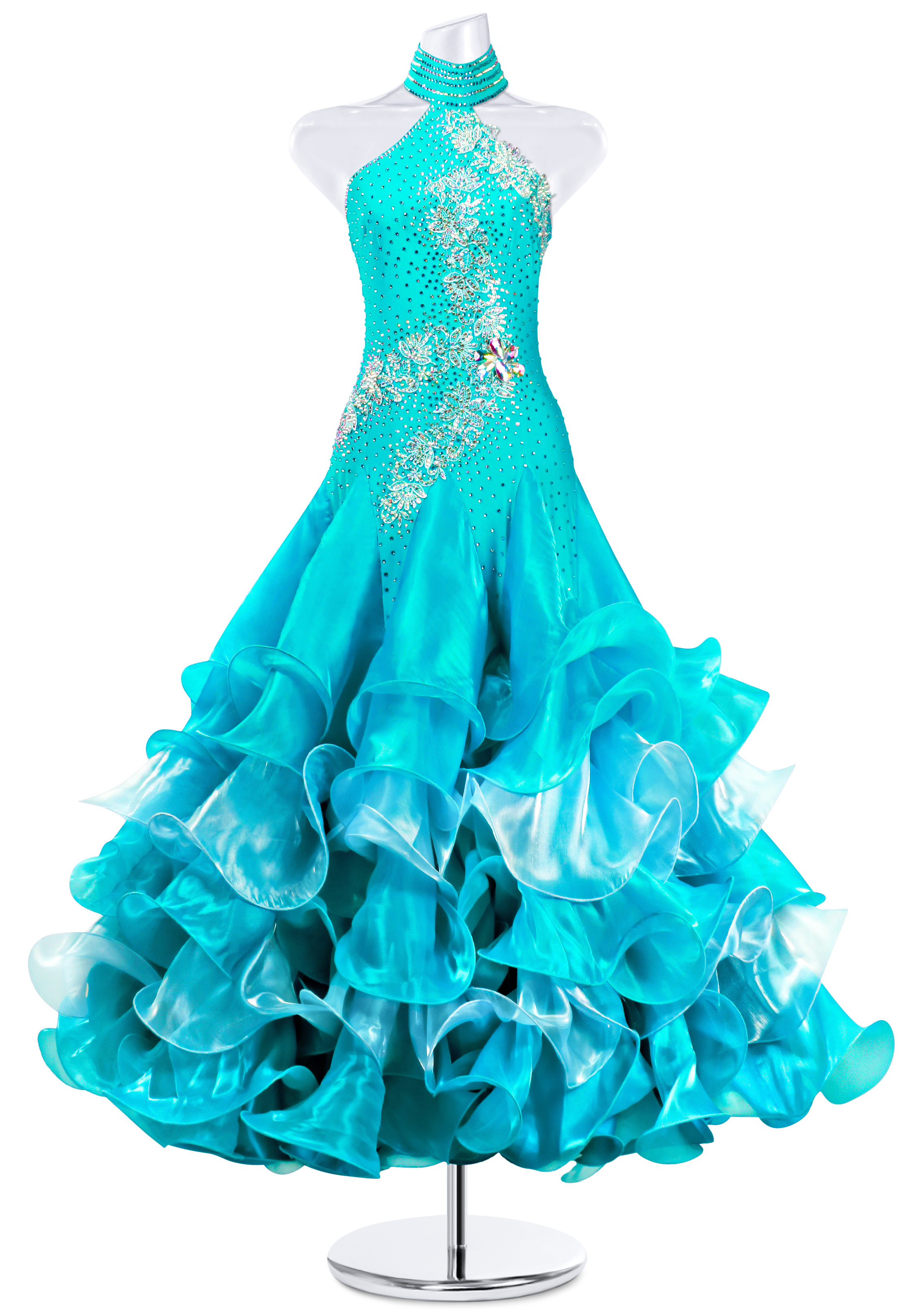 Shimmering Splash Halter Long Dance Gown MQ-B150