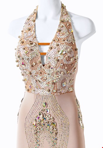 YEAHDOR Womens Halter Neck Sequins Dance Dress Ballet Mesh Maxi