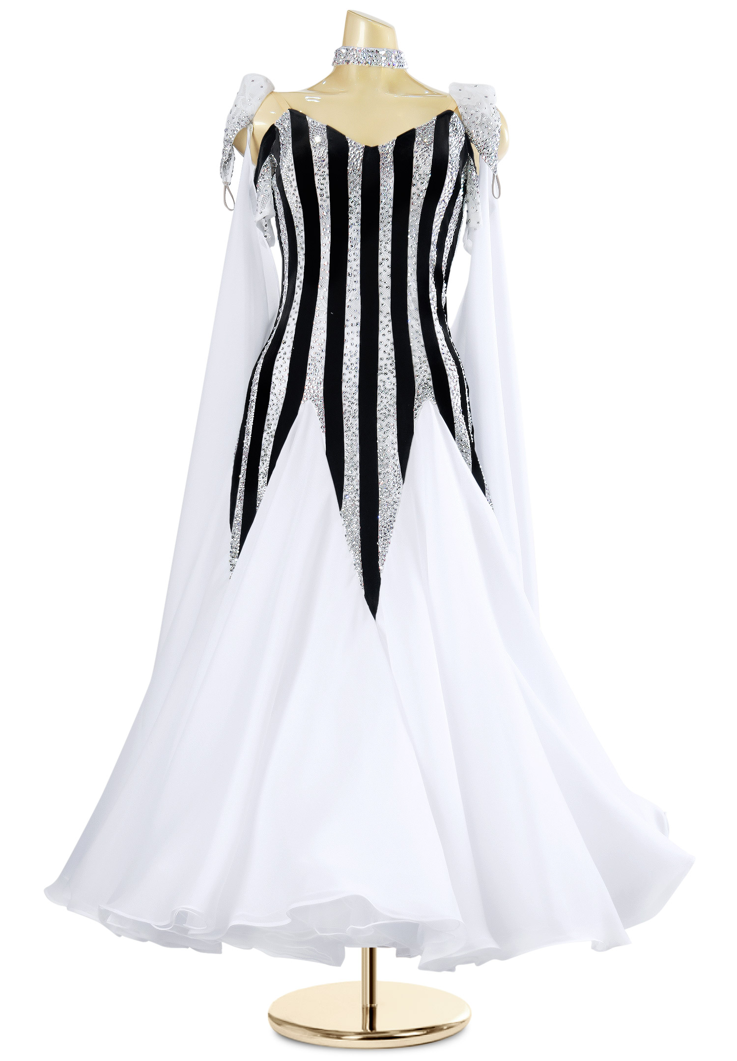 Stricking Stripe Bodice Ballroom Performance Dress PC-WB18011