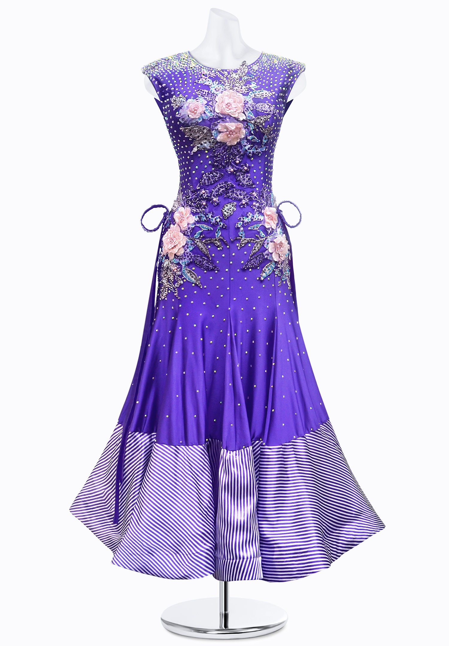 Striped Flower Ballroom Gown JT-B3801