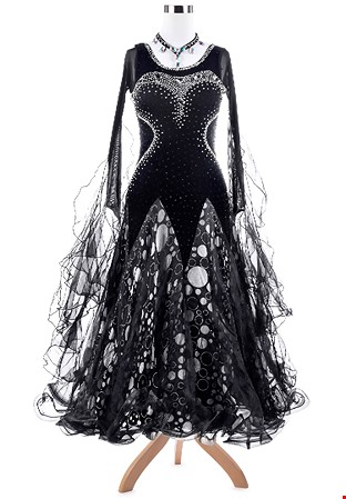 Stunning Heart Motif Bubble Print Ballroom Competition Dress A5307