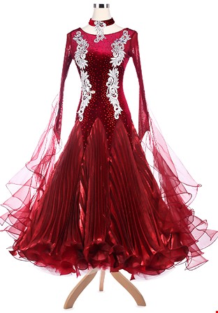 Superb Beaded Flowing Pleated Ballroom Competition Dress A5193