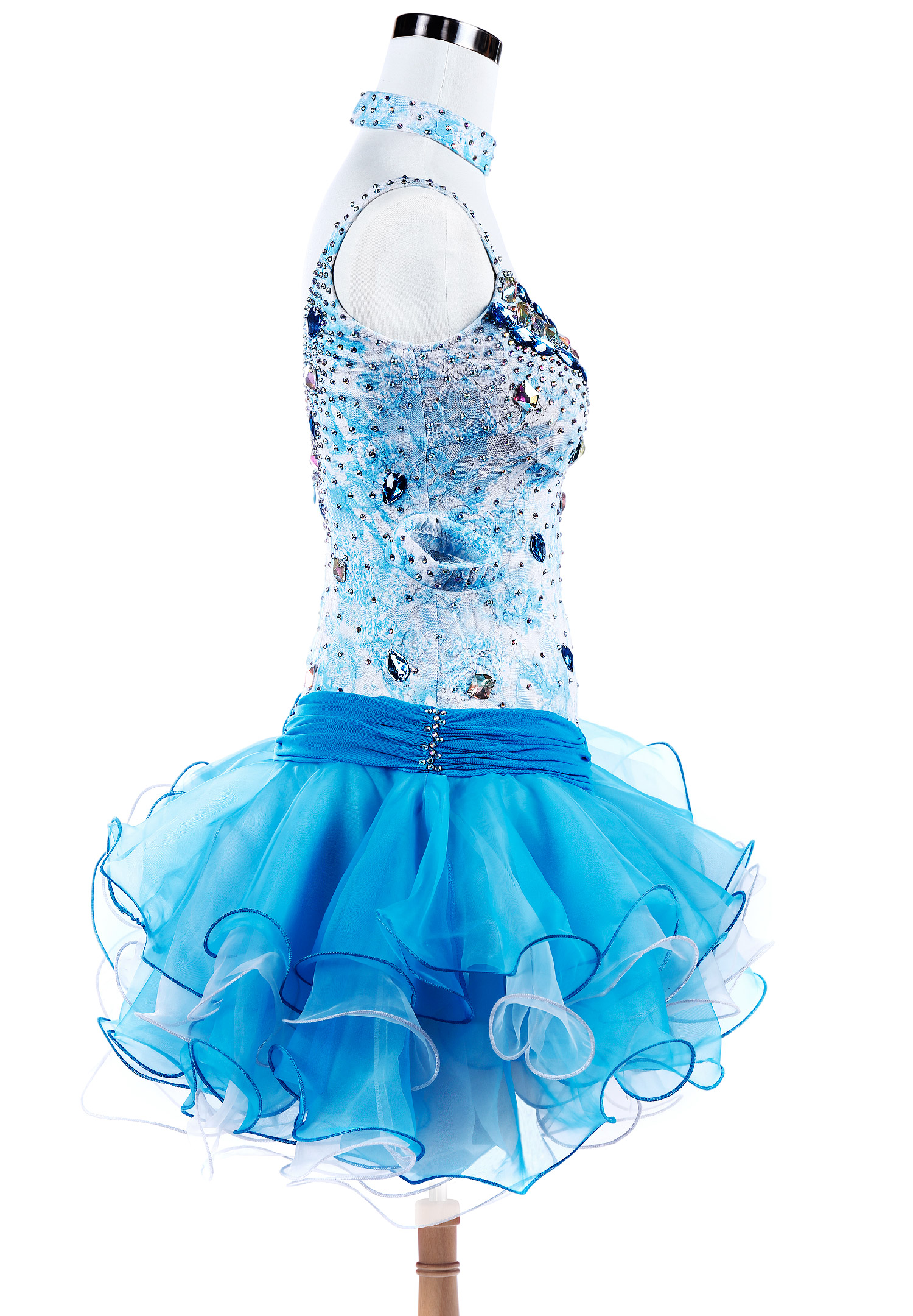 Superb Floral Lace Puffy Latin Dance Competition Dress L5251 | Latin Rhythm
