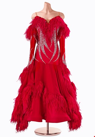 Crimson Plume Ballroom Gown TID-BM1084