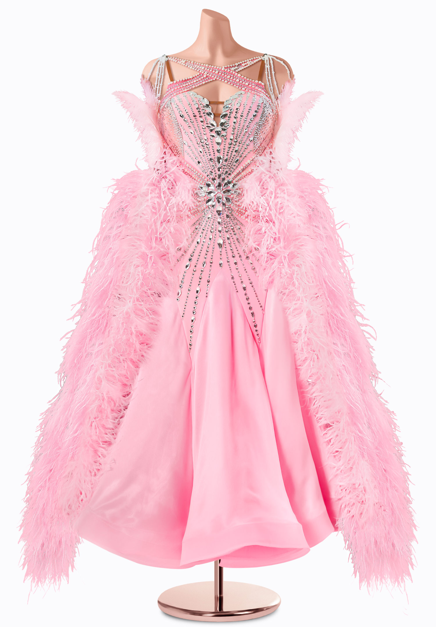 Feathered Pearl Ballroom Gown TID-BM1162