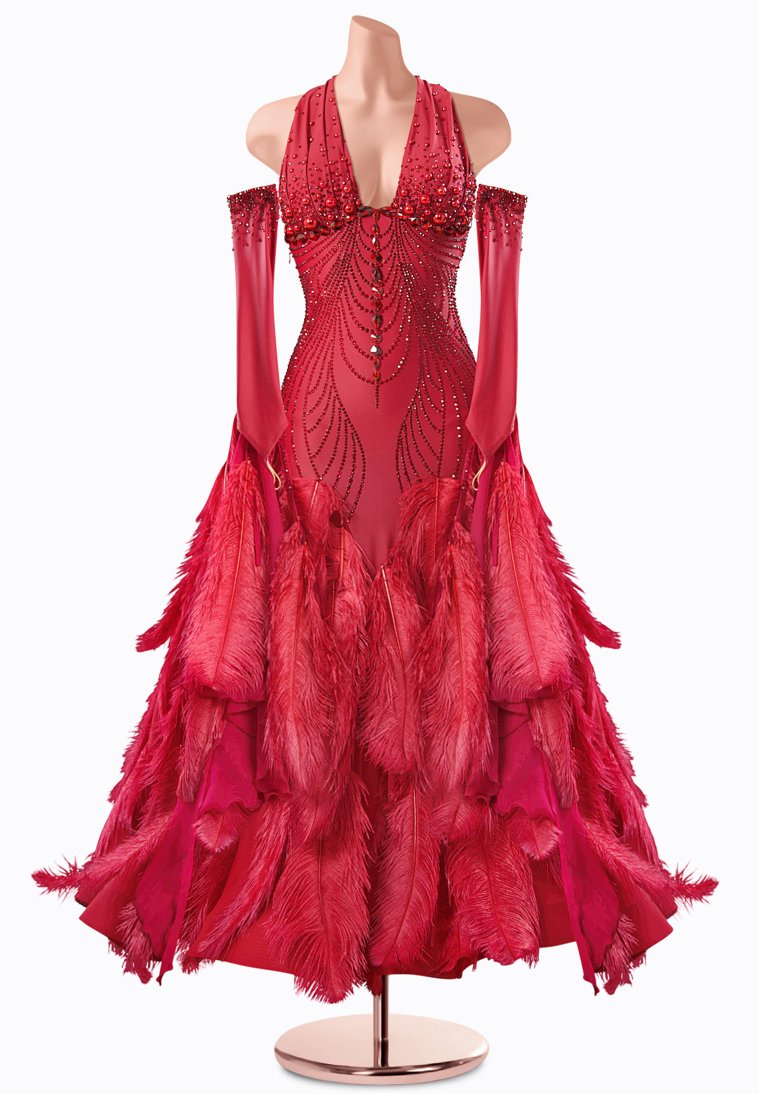 Scarlet Plume Ballroom Gown TID-BM1225