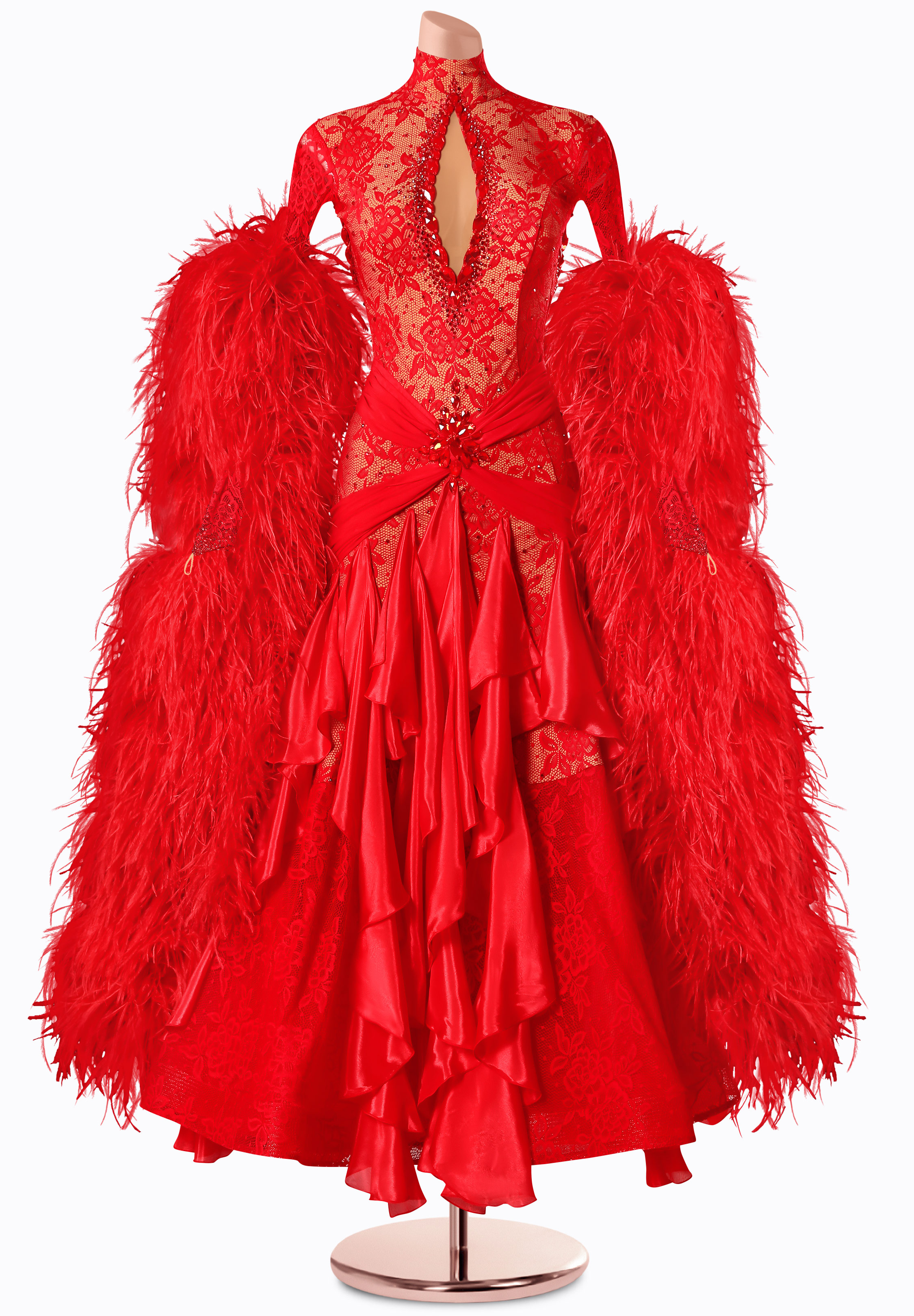 Crimson Lace Ballroom Gown TID-BM1347