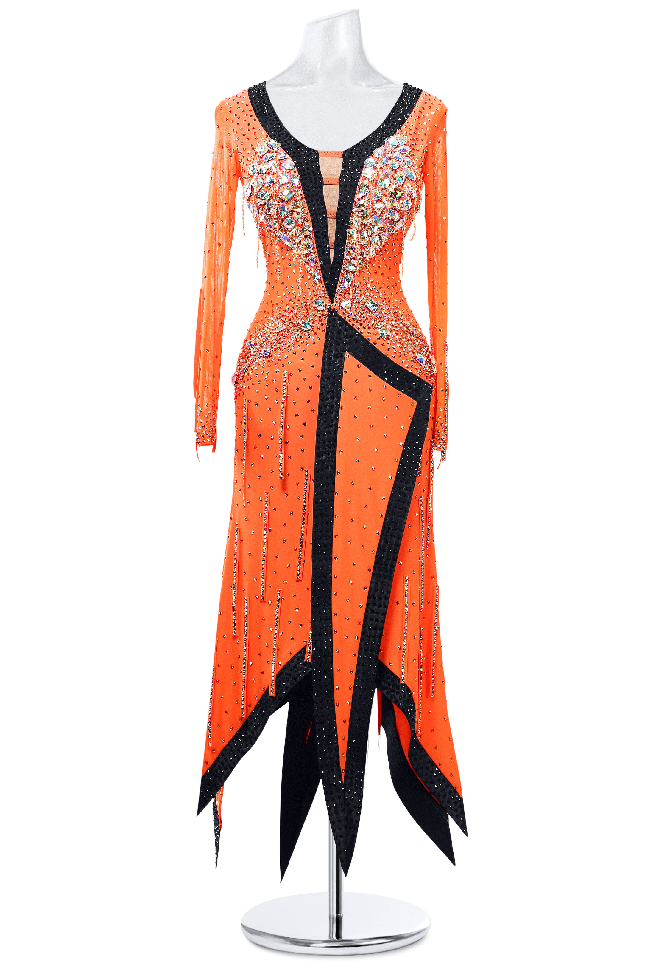 Triangle Trimmed Long Latin Dress MQ-L267