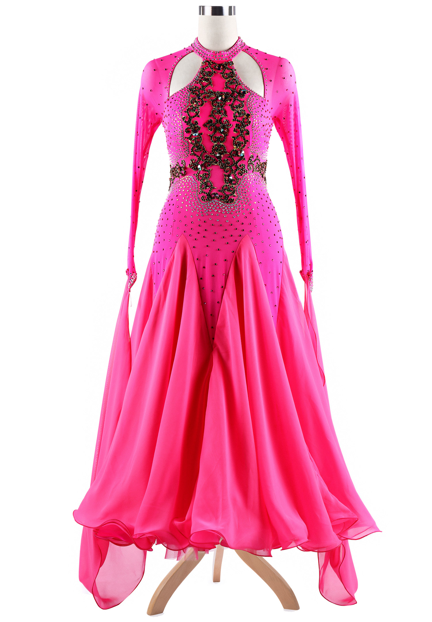 Unique Cutout Neck Appliqued Ballroom Competition Dress VN-A5255